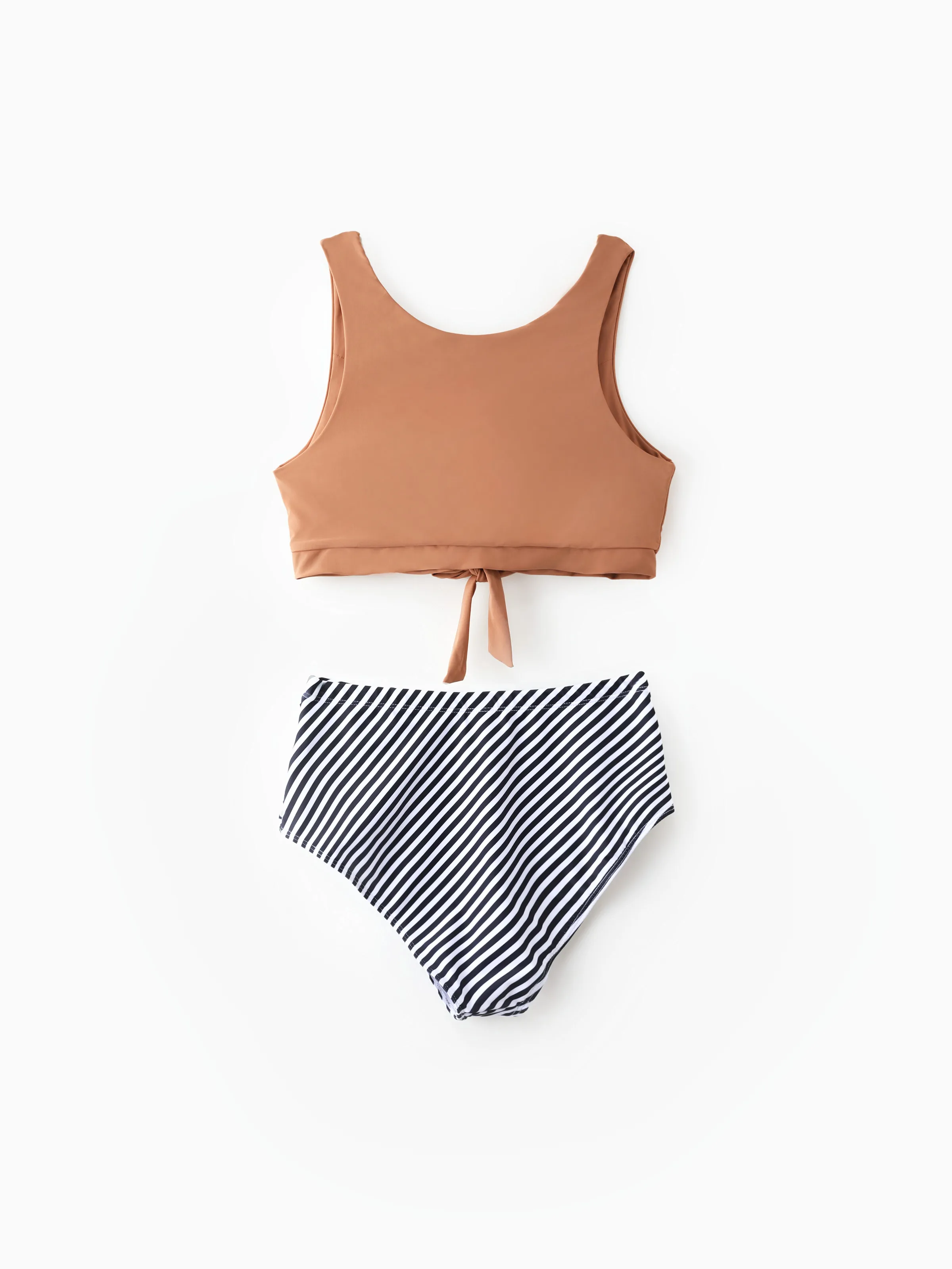 Mommy & me Besties Printed Crop Tank Bikini Khaki - Image 4
