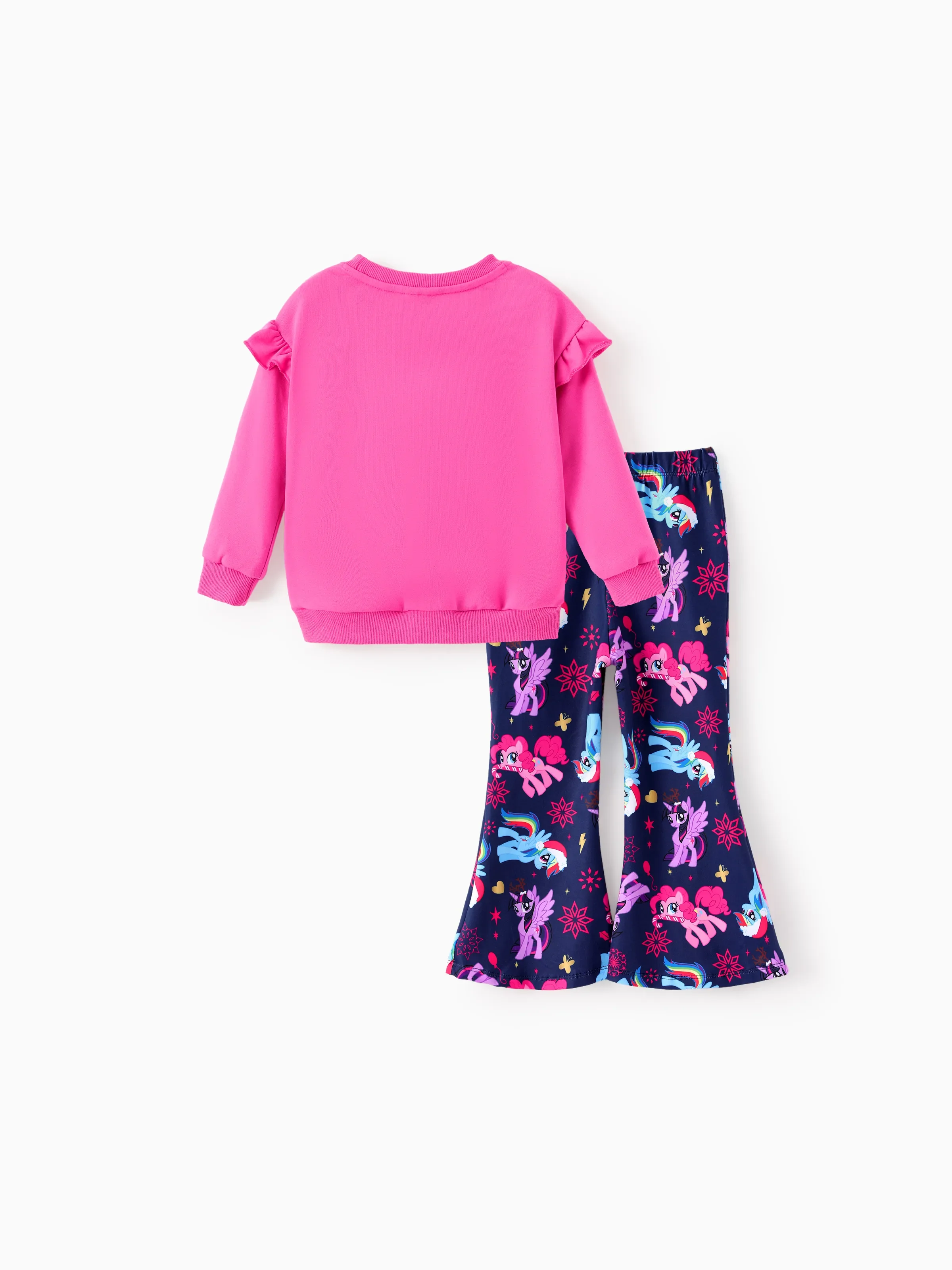 My Little Pony Toddler Girl 2pcs Ruffled Sweatshirt and Flared Leggings Set Hot Pink - Image 3