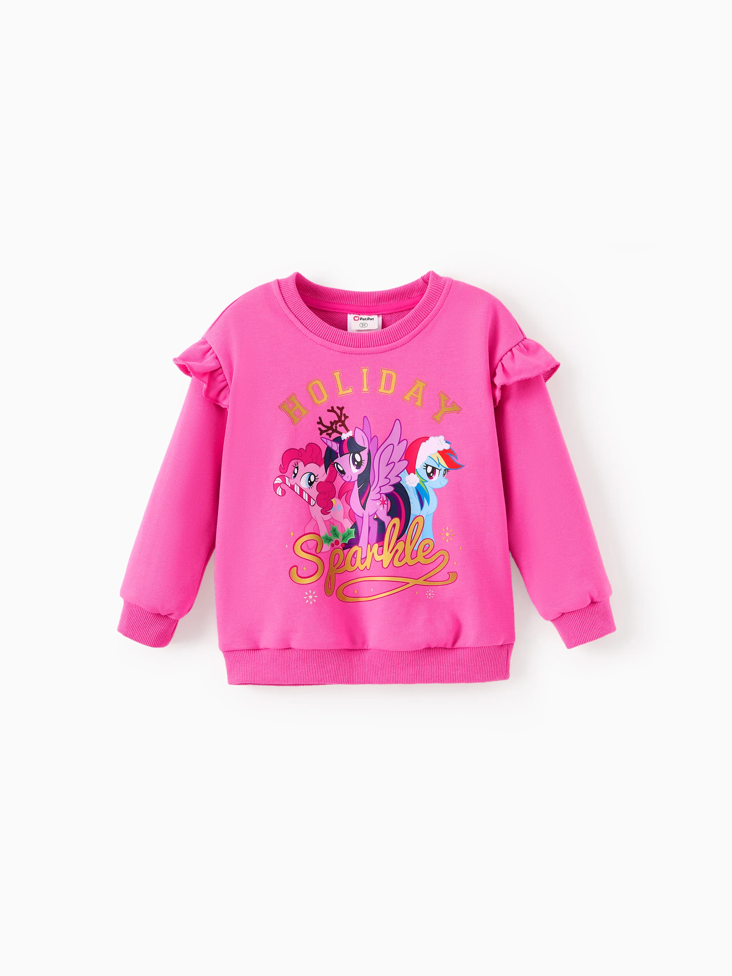 My Little Pony Toddler Girl 2pcs Ruffled Sweatshirt and Flared Leggings Set Hot Pink - Image 4