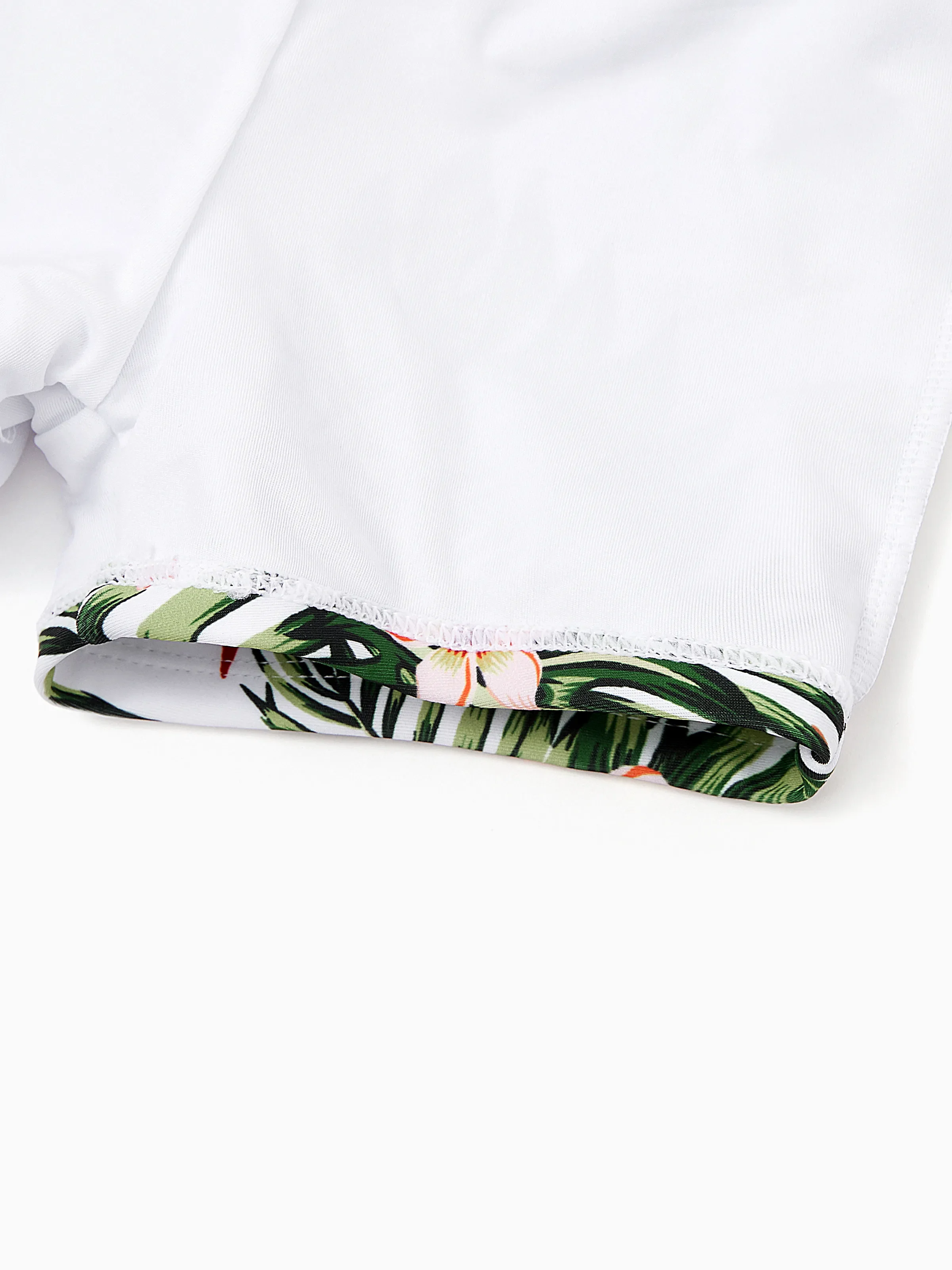One Piece Plant Printed Family Matching Swimsuit White - Image 17