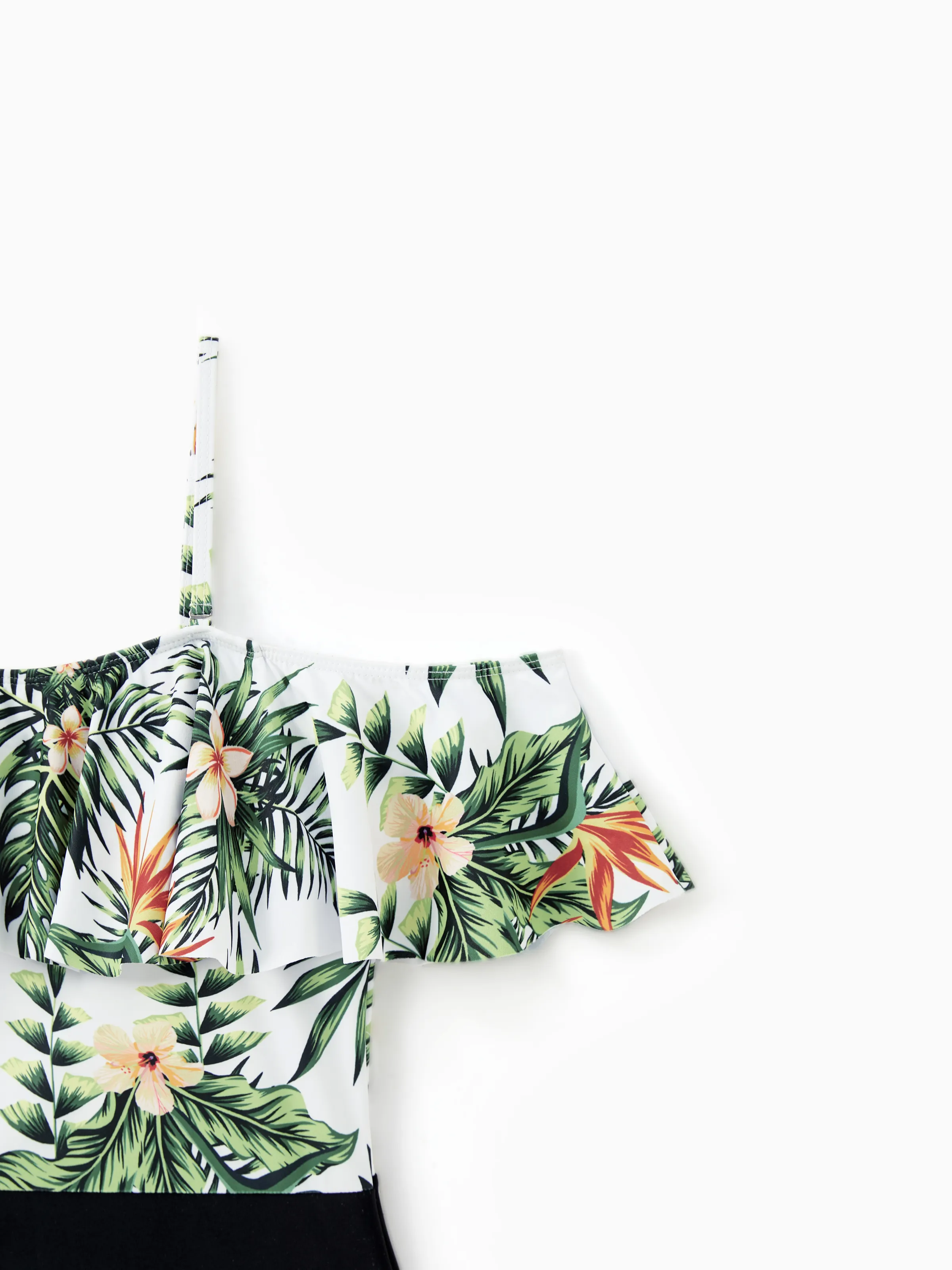 One Piece Plant Printed Family Matching Swimsuit White - Image 5