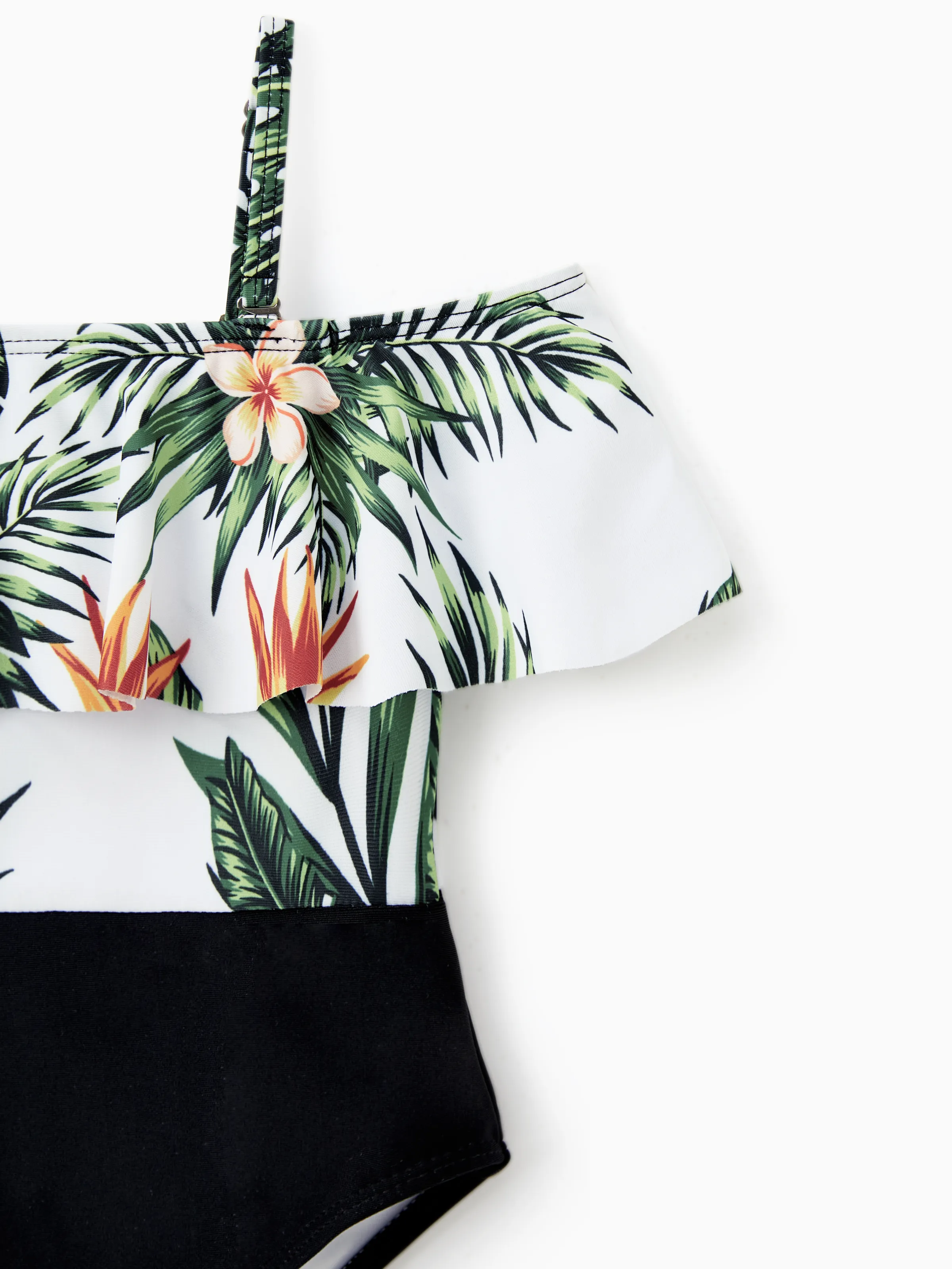One Piece Plant Printed Family Matching Swimsuit White - Image 7