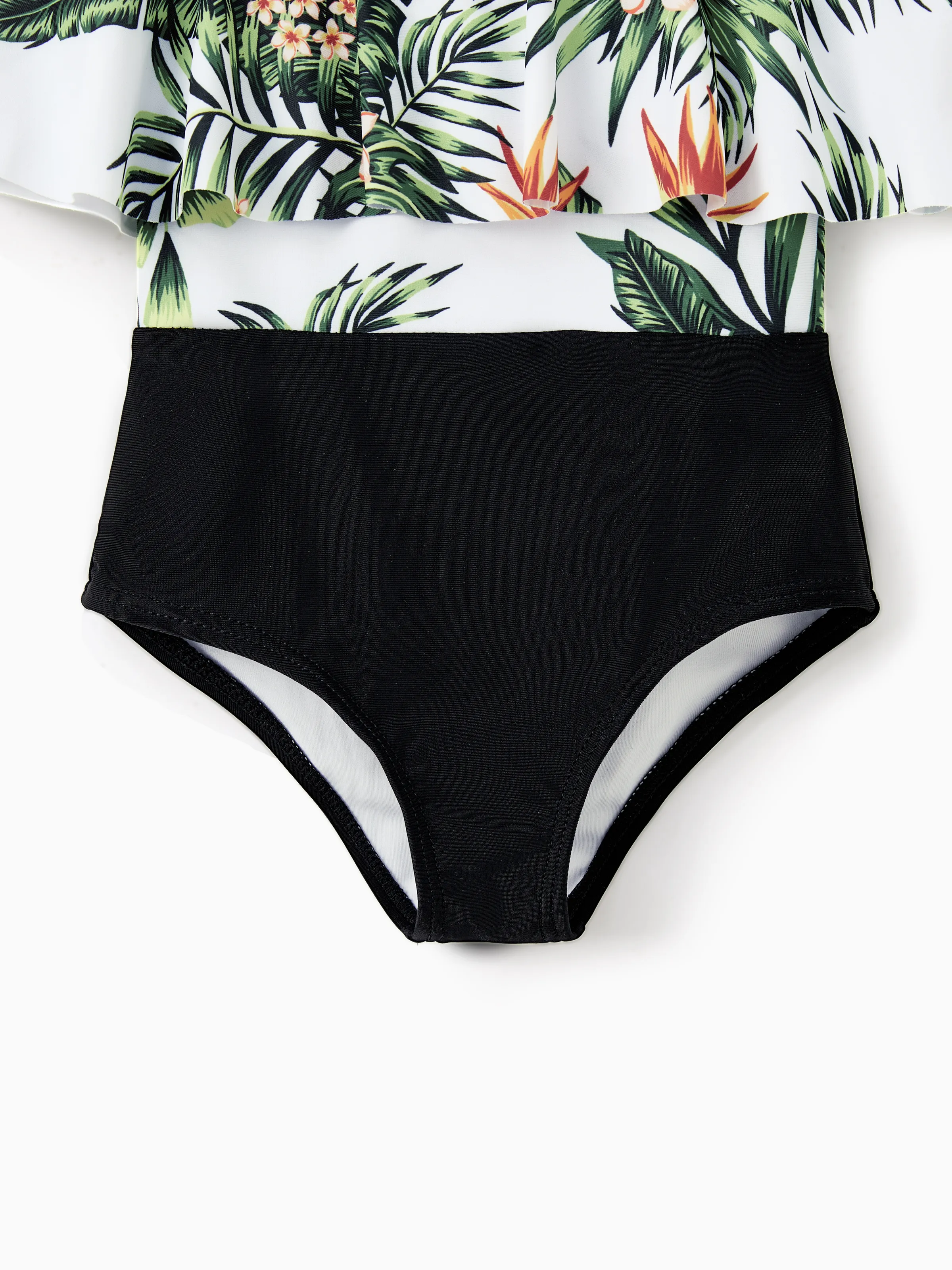 One Piece Plant Printed Family Matching Swimsuit White - Image 9