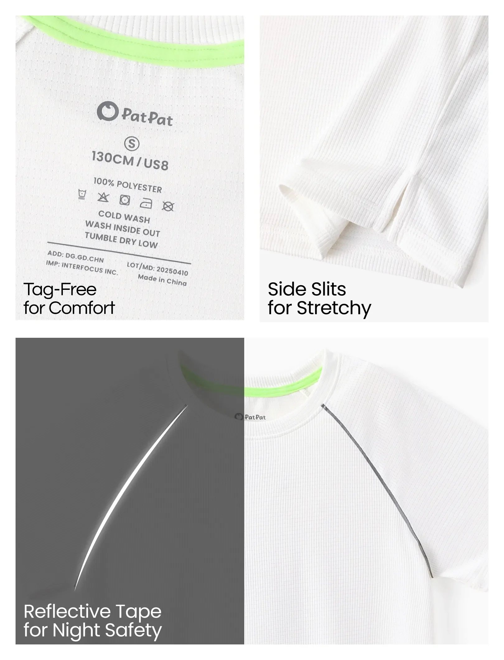 PatPat Lightflow Activewear Kid Boy Athletic Breathable Air-Grid Ultra Lightweight Short Sleeve T-Shirt White - Image 6