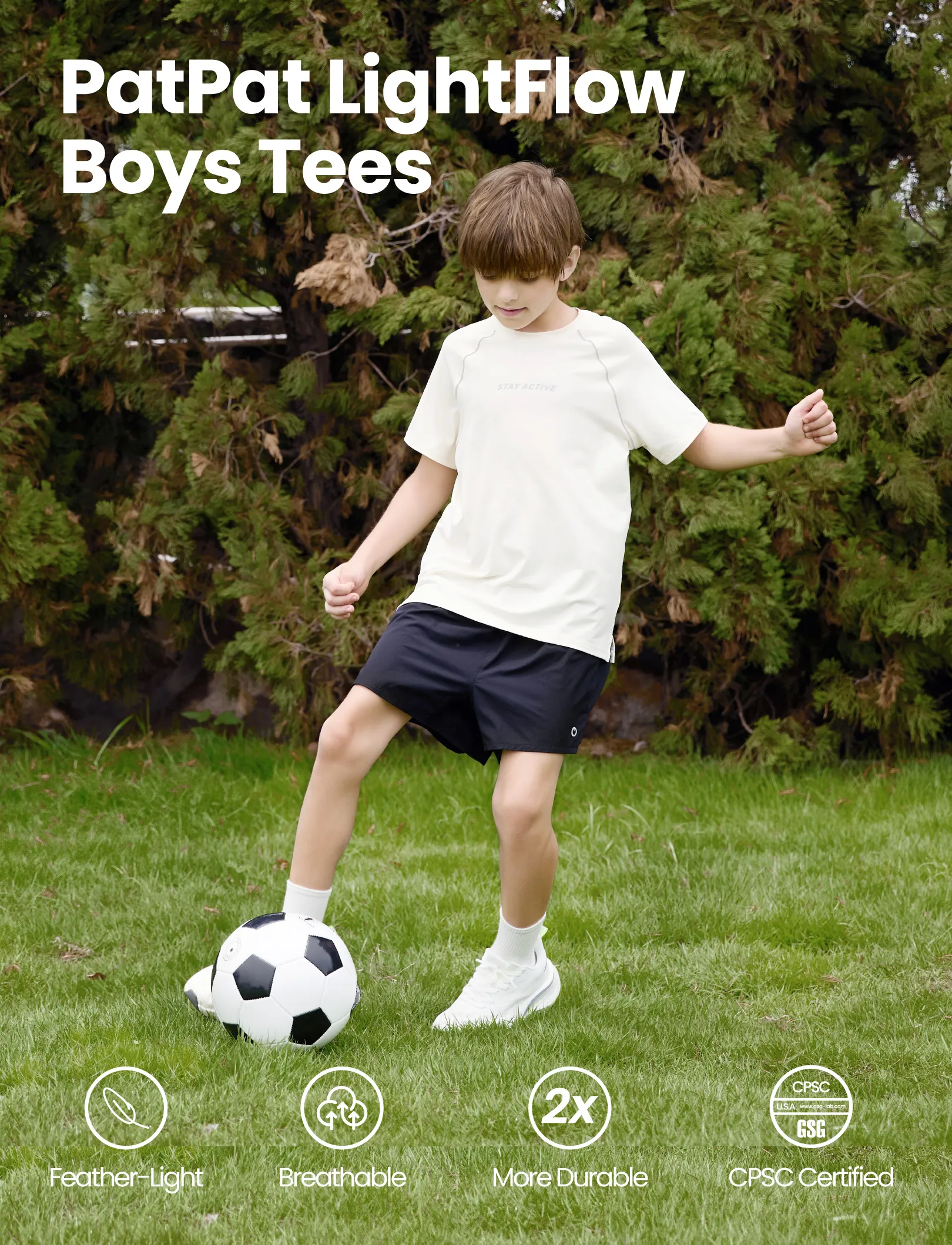 PatPat Lightflow Activewear Kid Boy Athletic Ultra Lightweight & Quick Dry Short Sleeve T-Shirt Apricot - Image 3