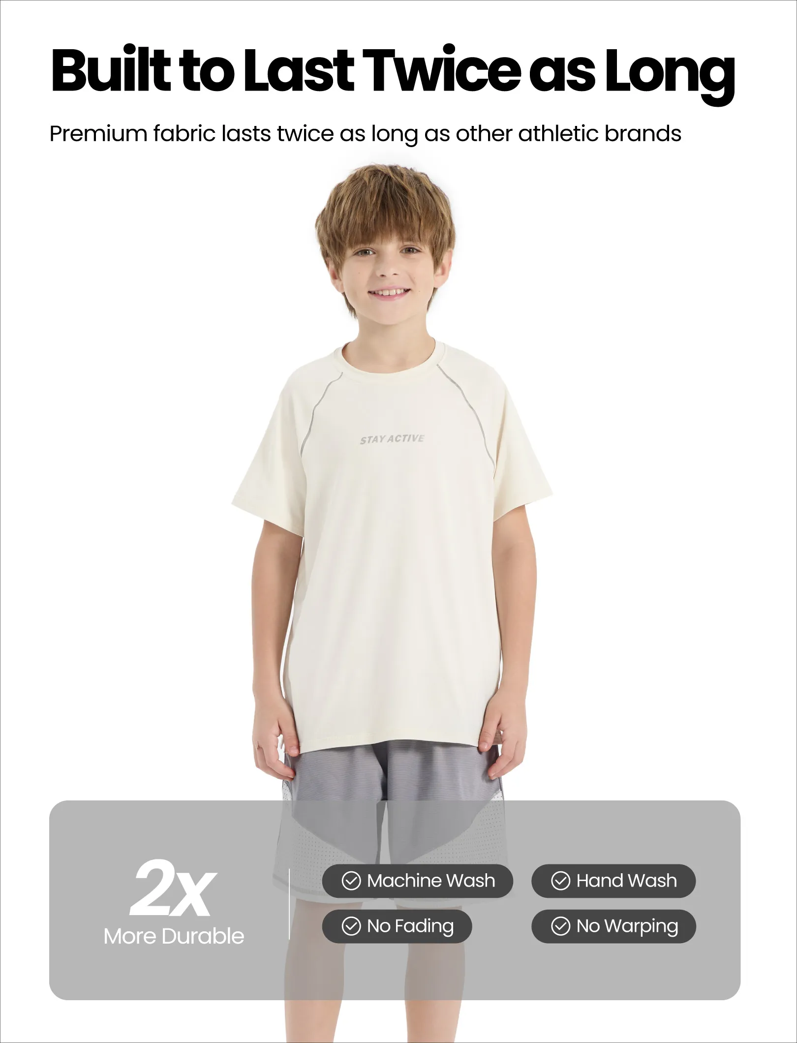 PatPat Lightflow Activewear Kid Boy Athletic Ultra Lightweight & Quick Dry Short Sleeve T-Shirt Apricot - Image 6