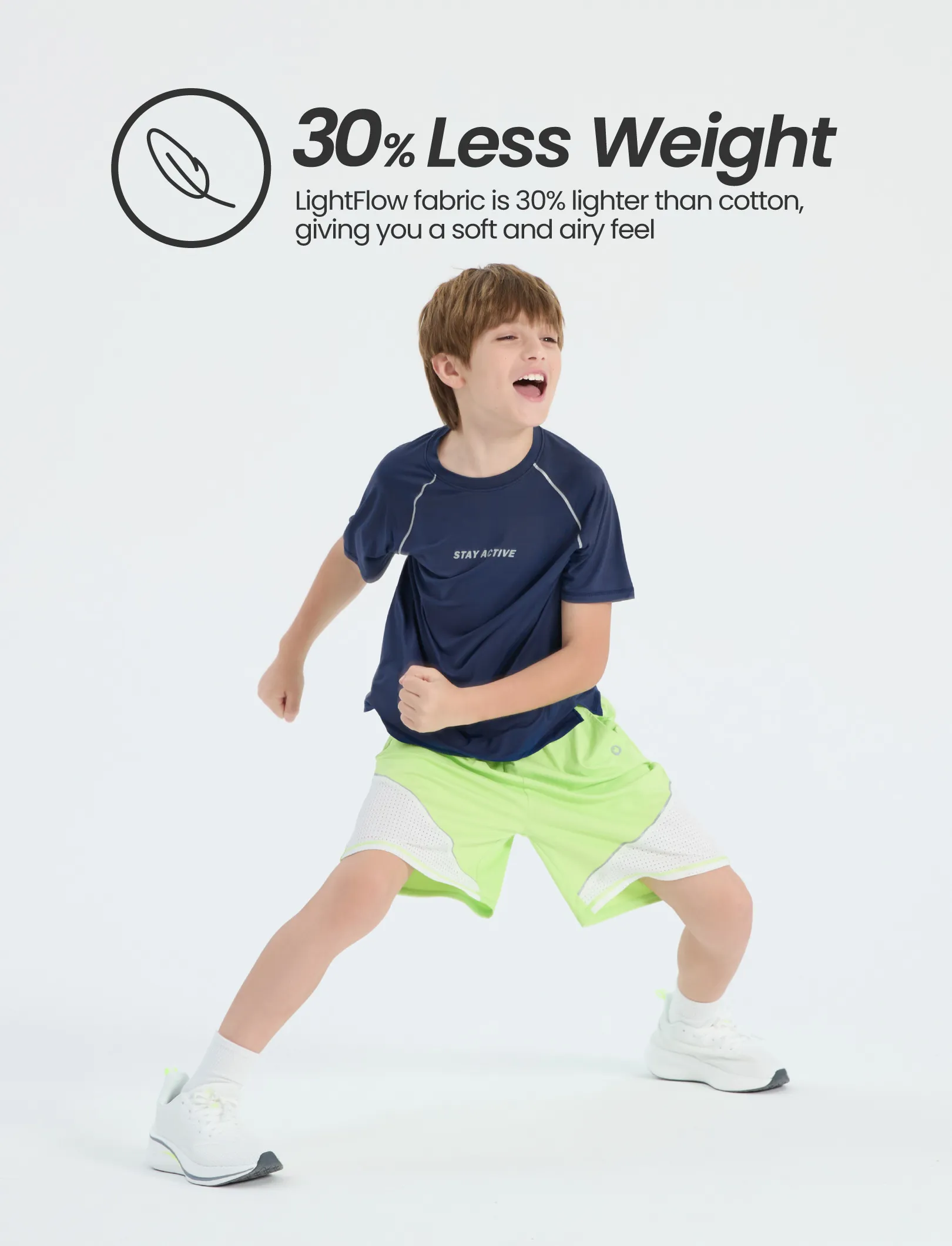 PatPat Lightflow Activewear Kid Boy Athletic Ultra Lightweight & Quick Dry Short Sleeve T-Shirt Deep Blue - Image 4