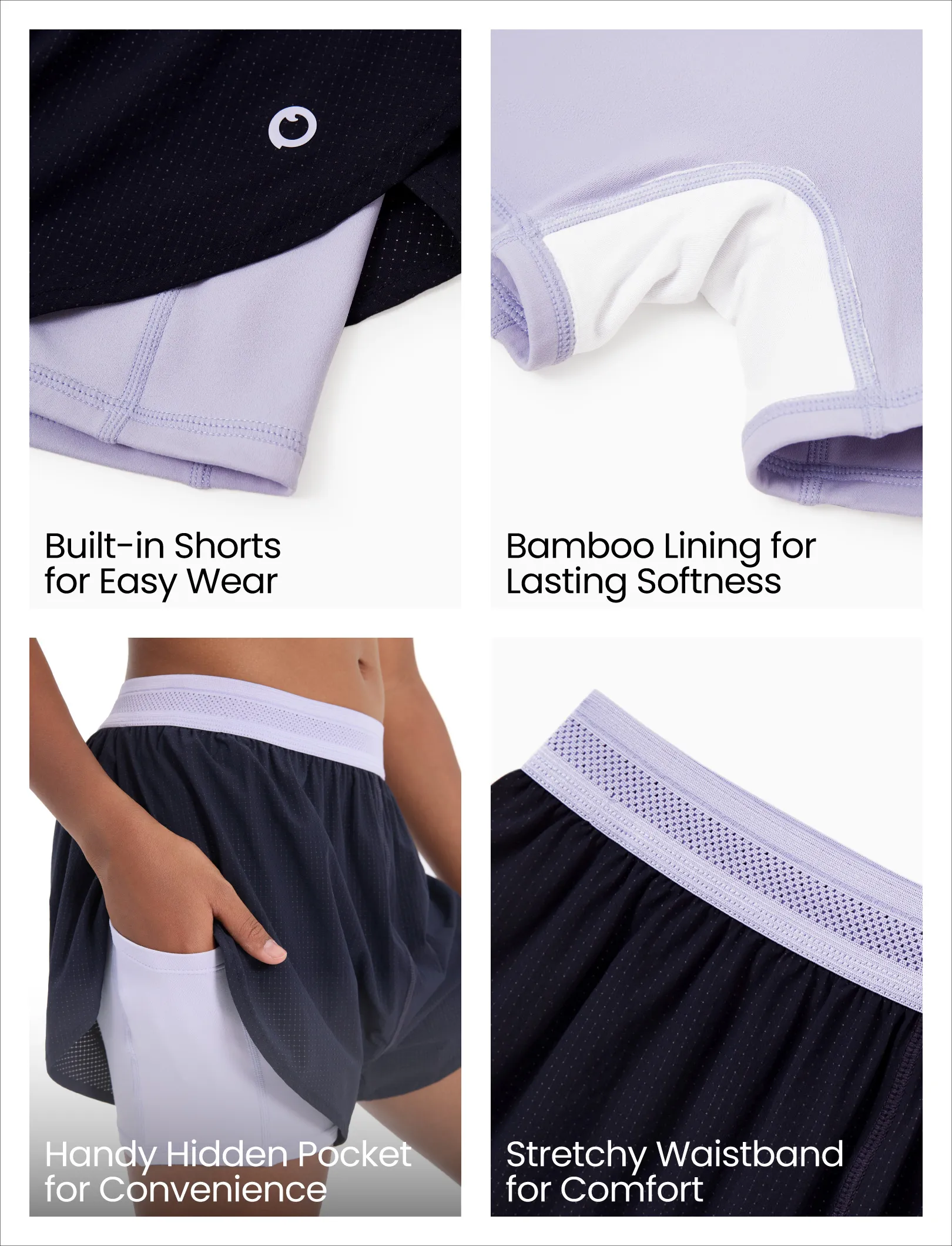 PatPat Lightflow Activewear kid girl athletic ultra light quick dry active shorts with bamboo viscose liner Deep Blue - Image 6