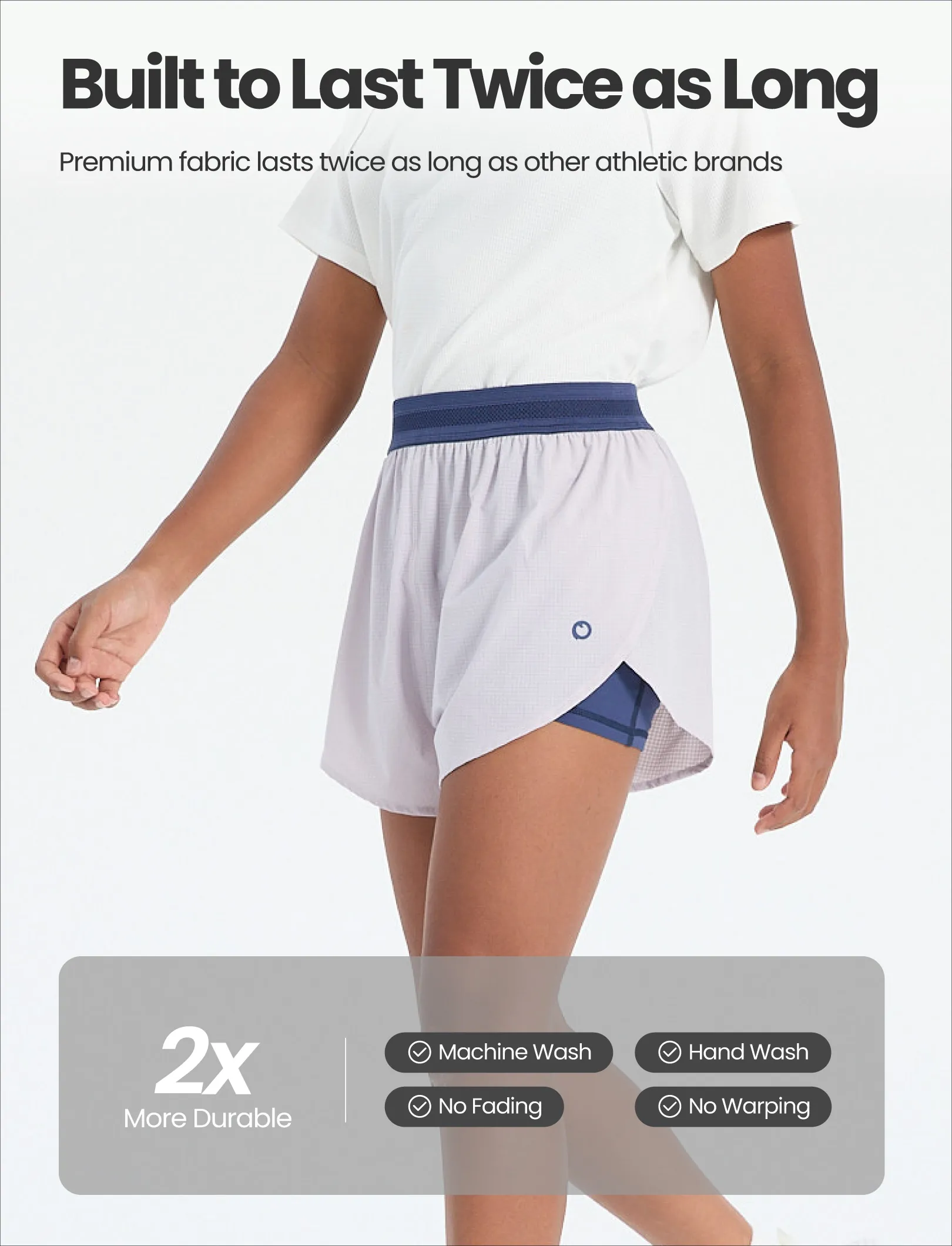 PatPat Lightflow Activewear Kid Girl Athletic Ultra Light Quick Dry Active Shorts with Bamboo Viscose Liner Light Purple - Image 6