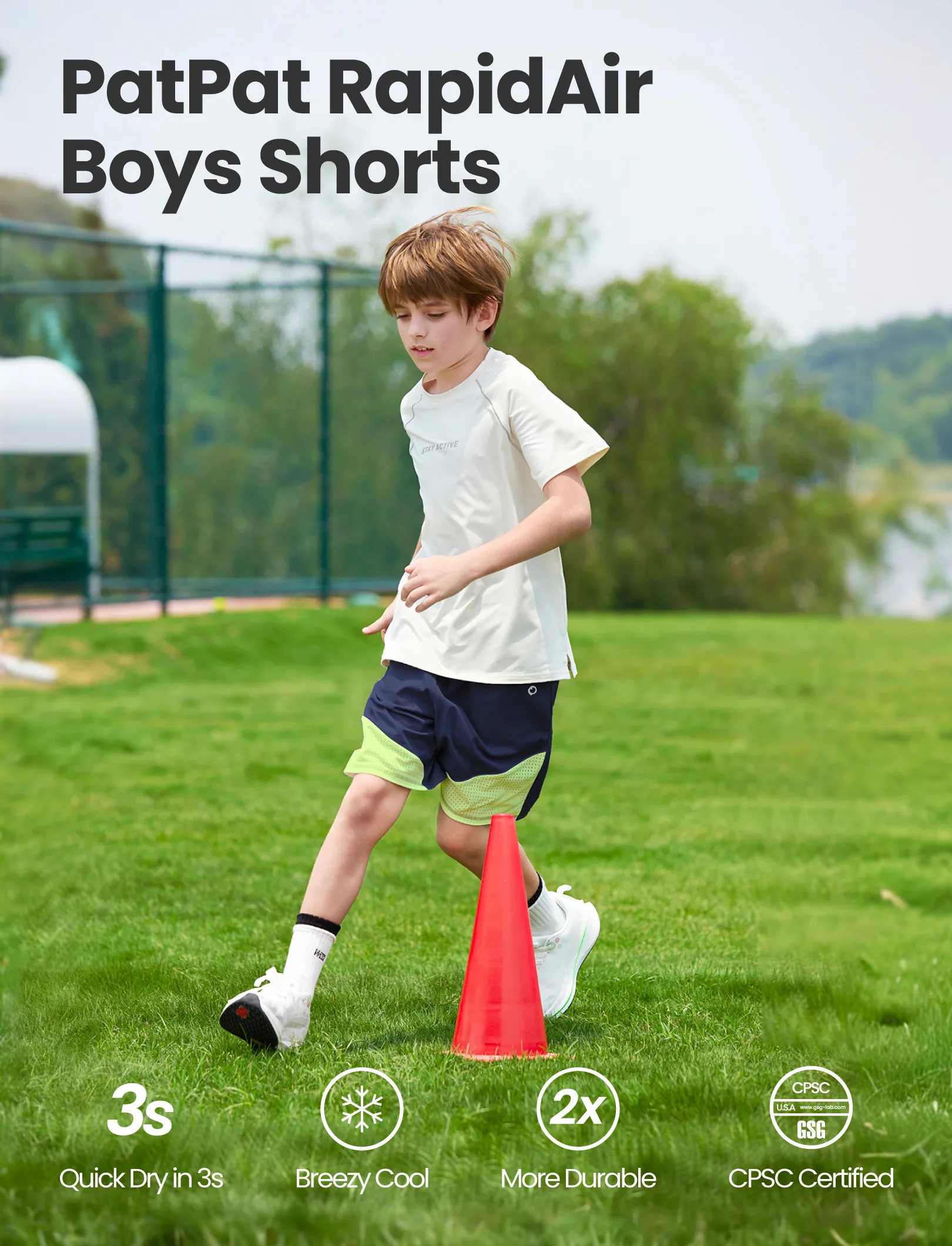 PatPat Rapidair activewear Kid Boy Athletic Quick-Dry Breathable Shorts with Pockets Deep Blue - Image 4