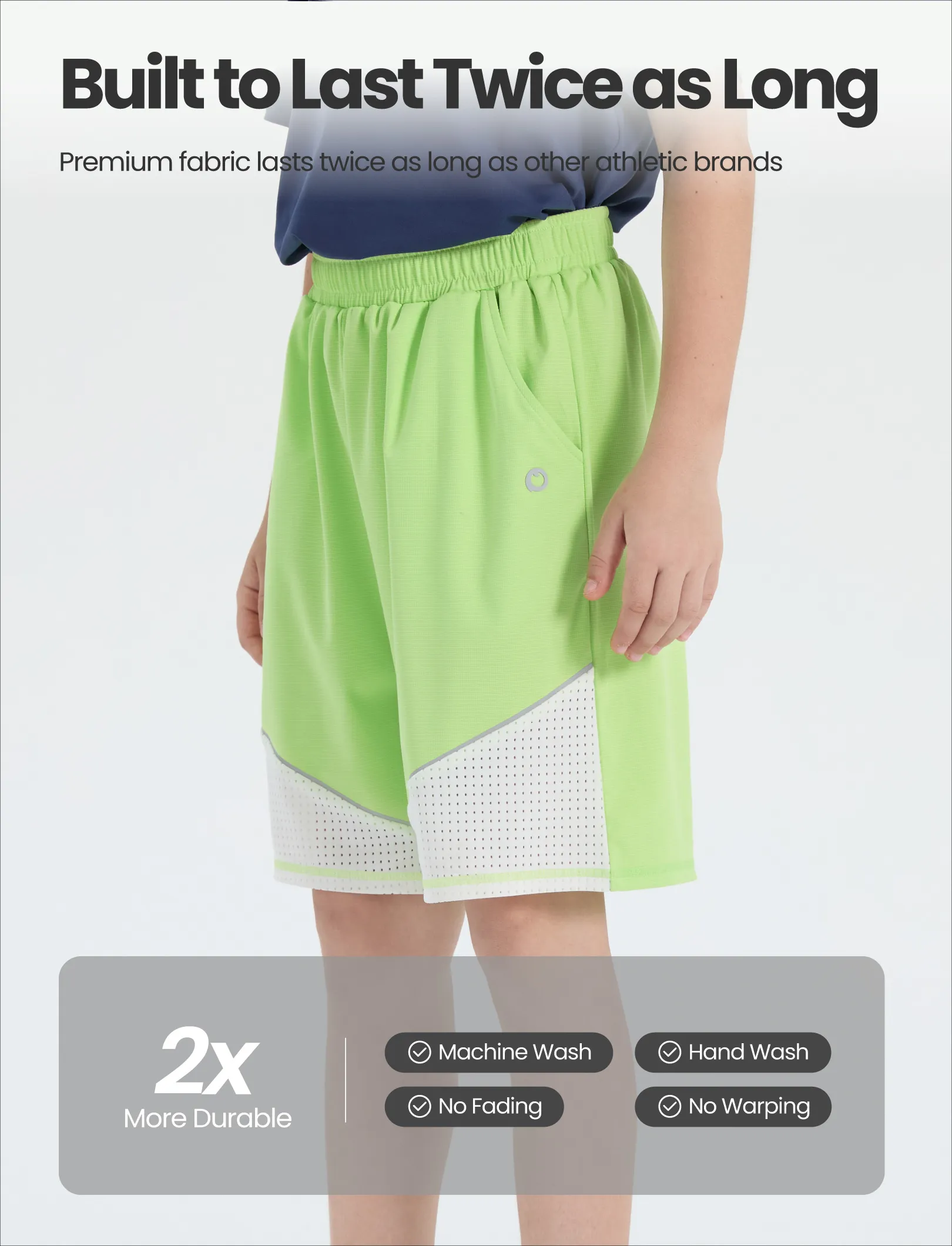 PatPat Rapidair activewear Kid Boy Athletic Quick-Dry Breathable Shorts with Pockets Green - Image 6