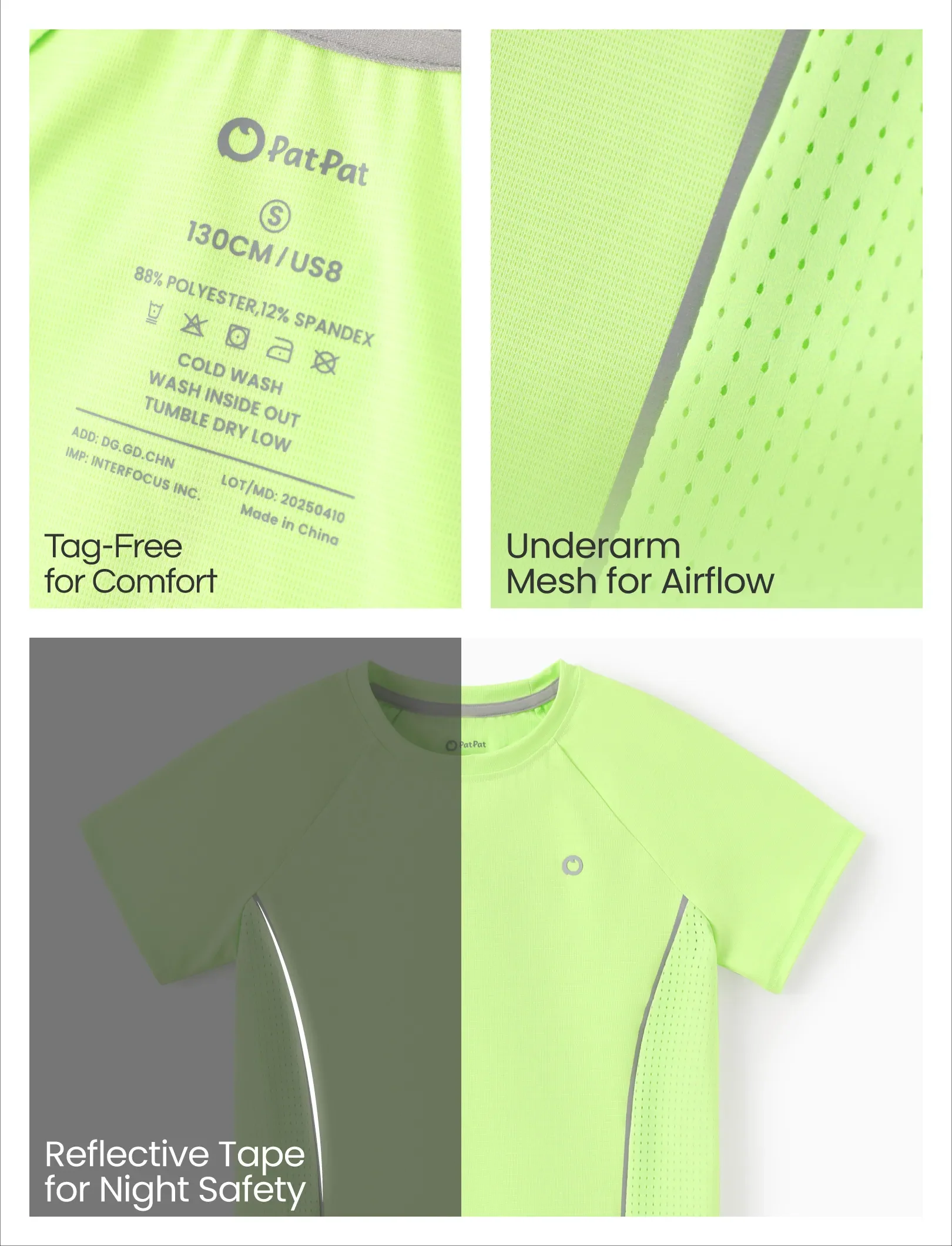 PatPat Rapidair activewear Kids Boy/Girl Athletic Quick-Dry & Instant-Cooling UPF 100+ Rash Guard T-Shirt Green - Image 5