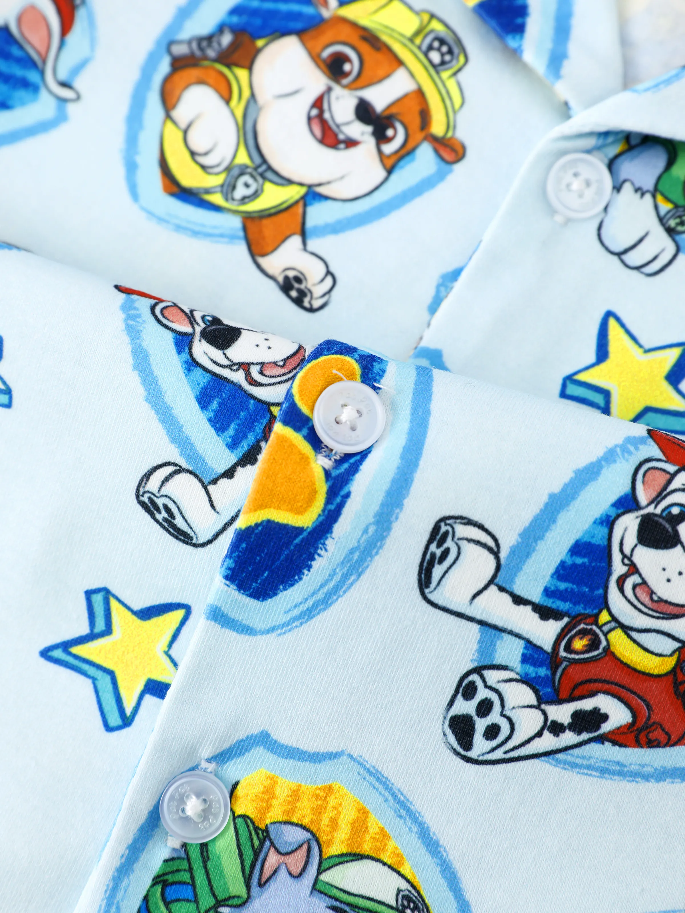 PAW Patrol Daddy & Son Casual Stripe Lapel Pajamas Sets with Flame Resistant Color block - Image 11