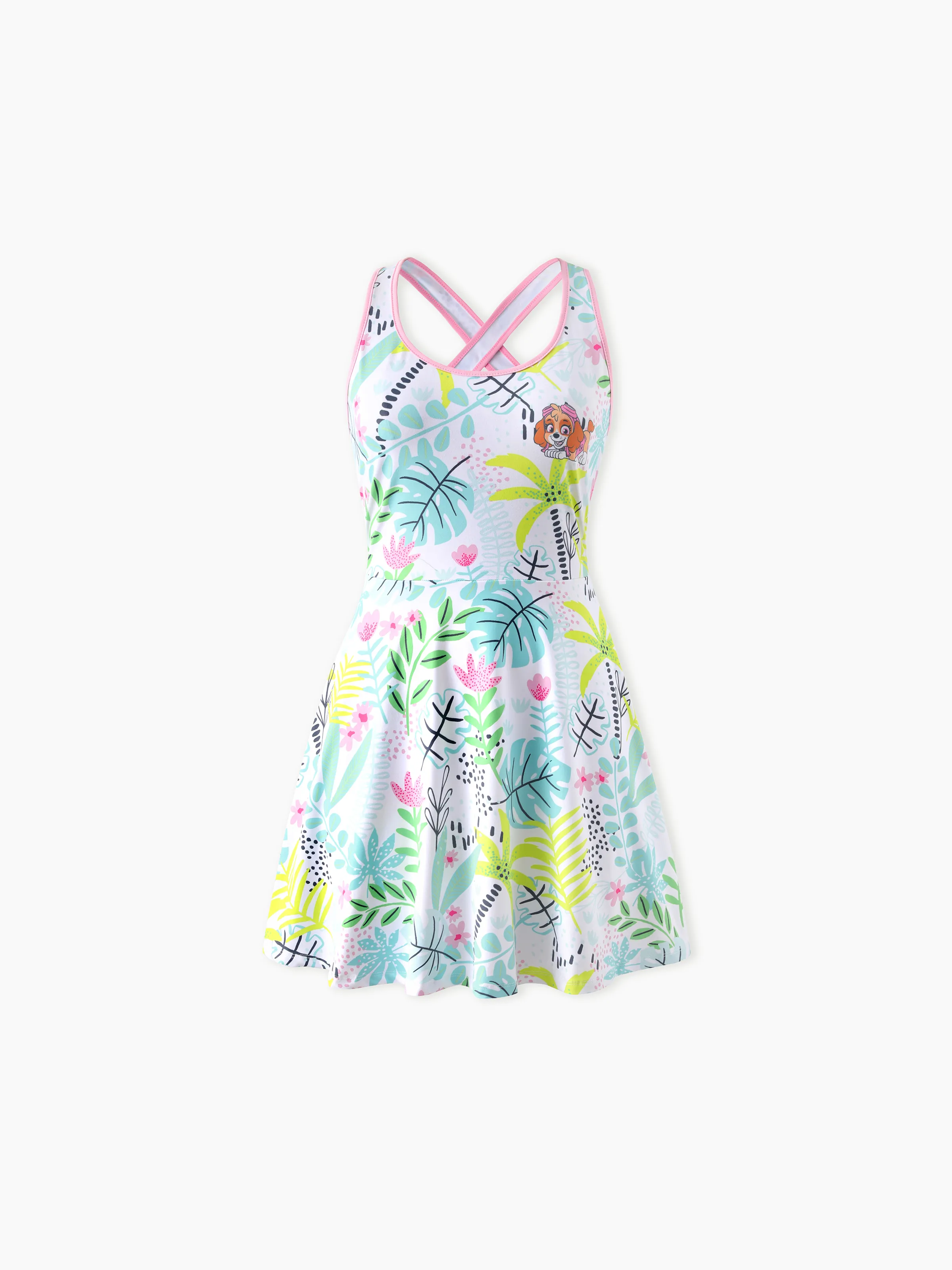 PAW Patrol Matching Family Floral Dress with Built-in Shorts & Pockets/ Cotton Top Turquoise - Image 6