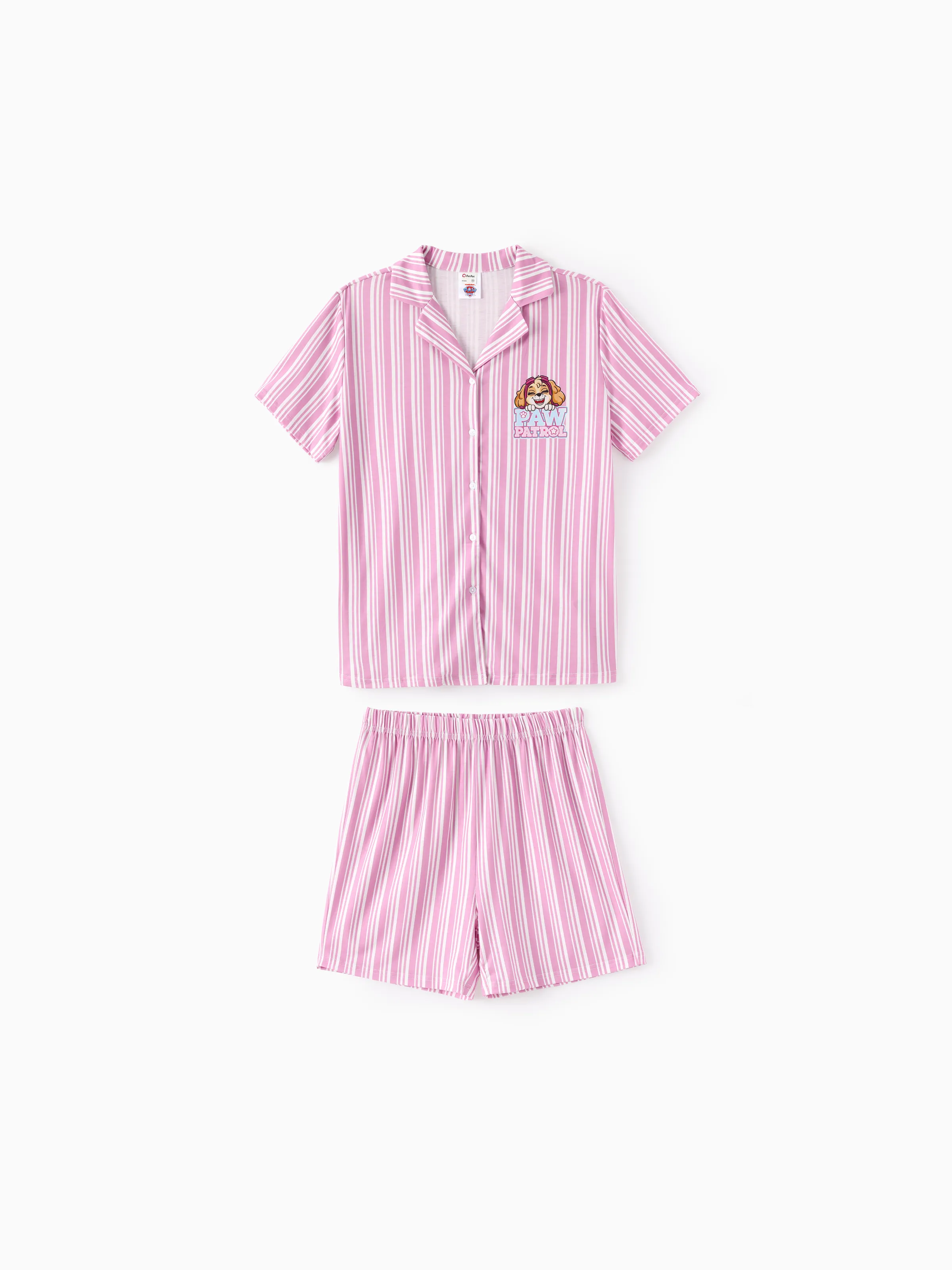 PAW Patrol Mommy & me Casual Stripe Lapel Pajamas Sets with Flame Resistant Color block - Image 3