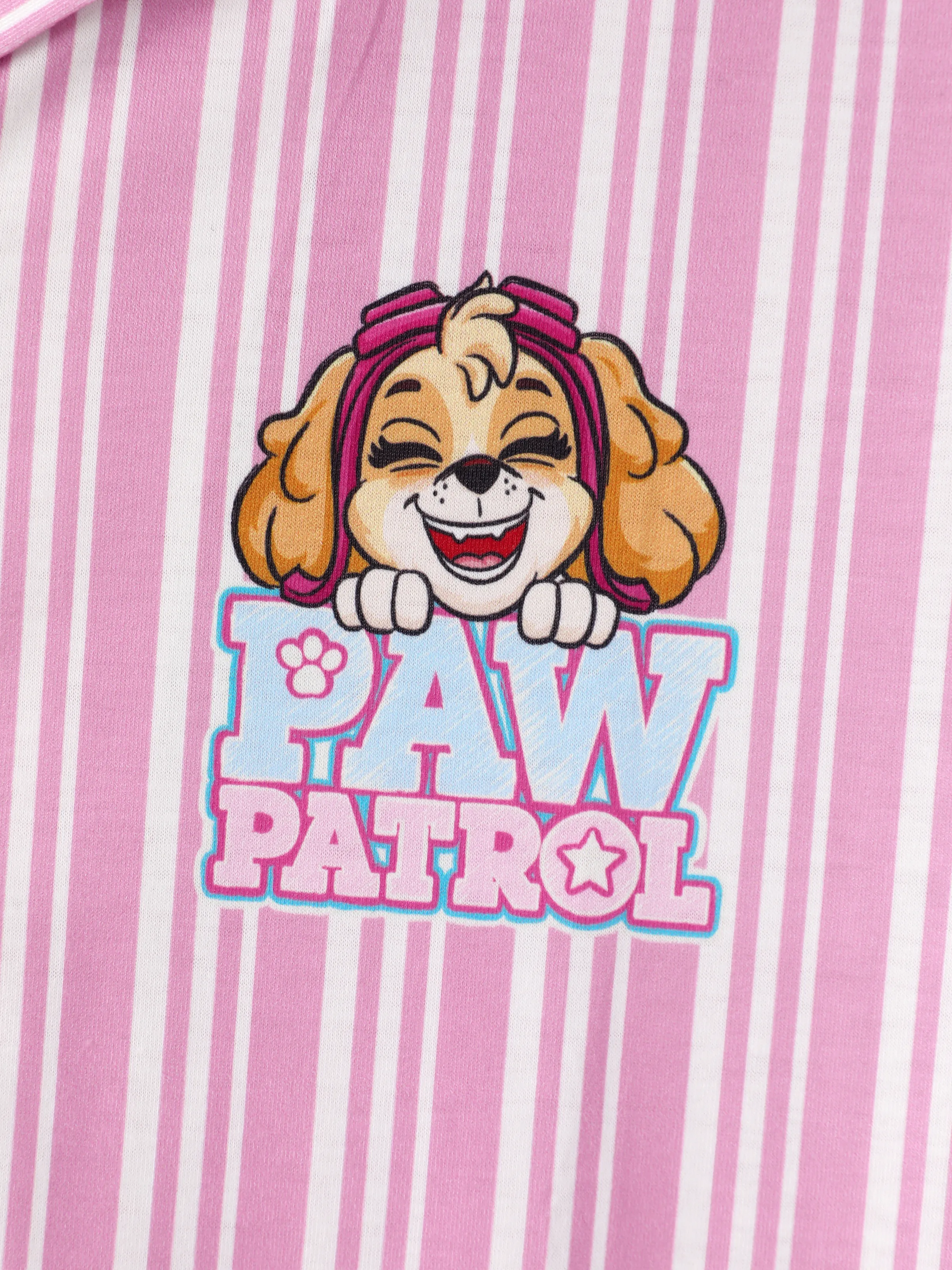 PAW Patrol Mommy & me Casual Stripe Lapel Pajamas Sets with Flame Resistant Color block - Image 5