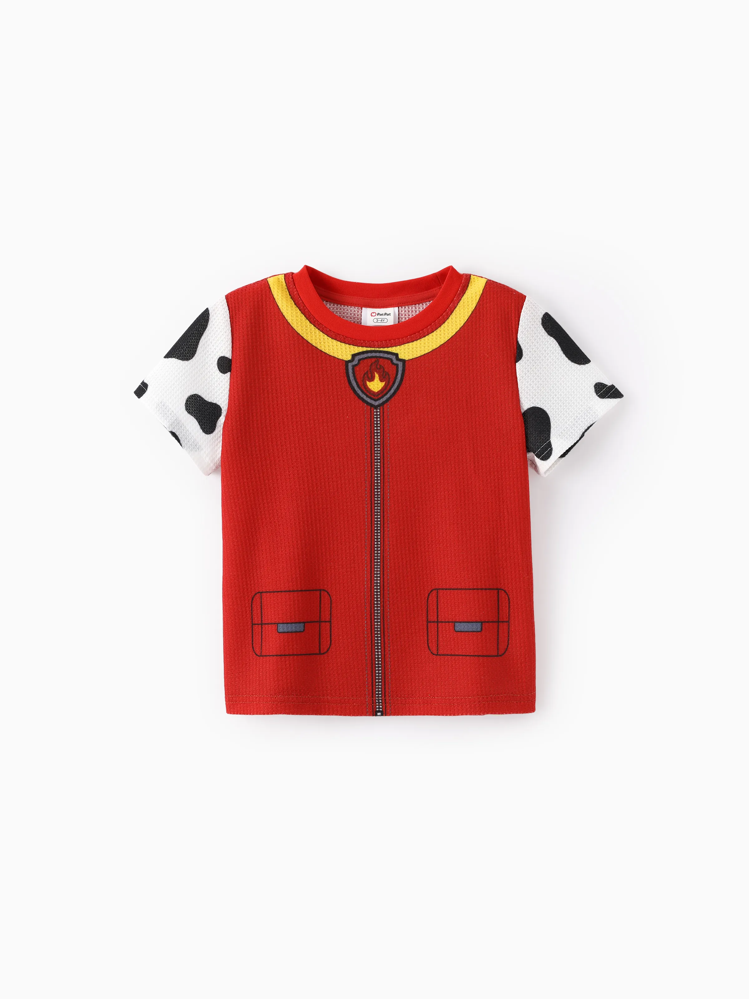 PAW Patrol Toddler Boy 2pcs Marshall Waffle Fabric Tee and Shorts Set Red - Image 4