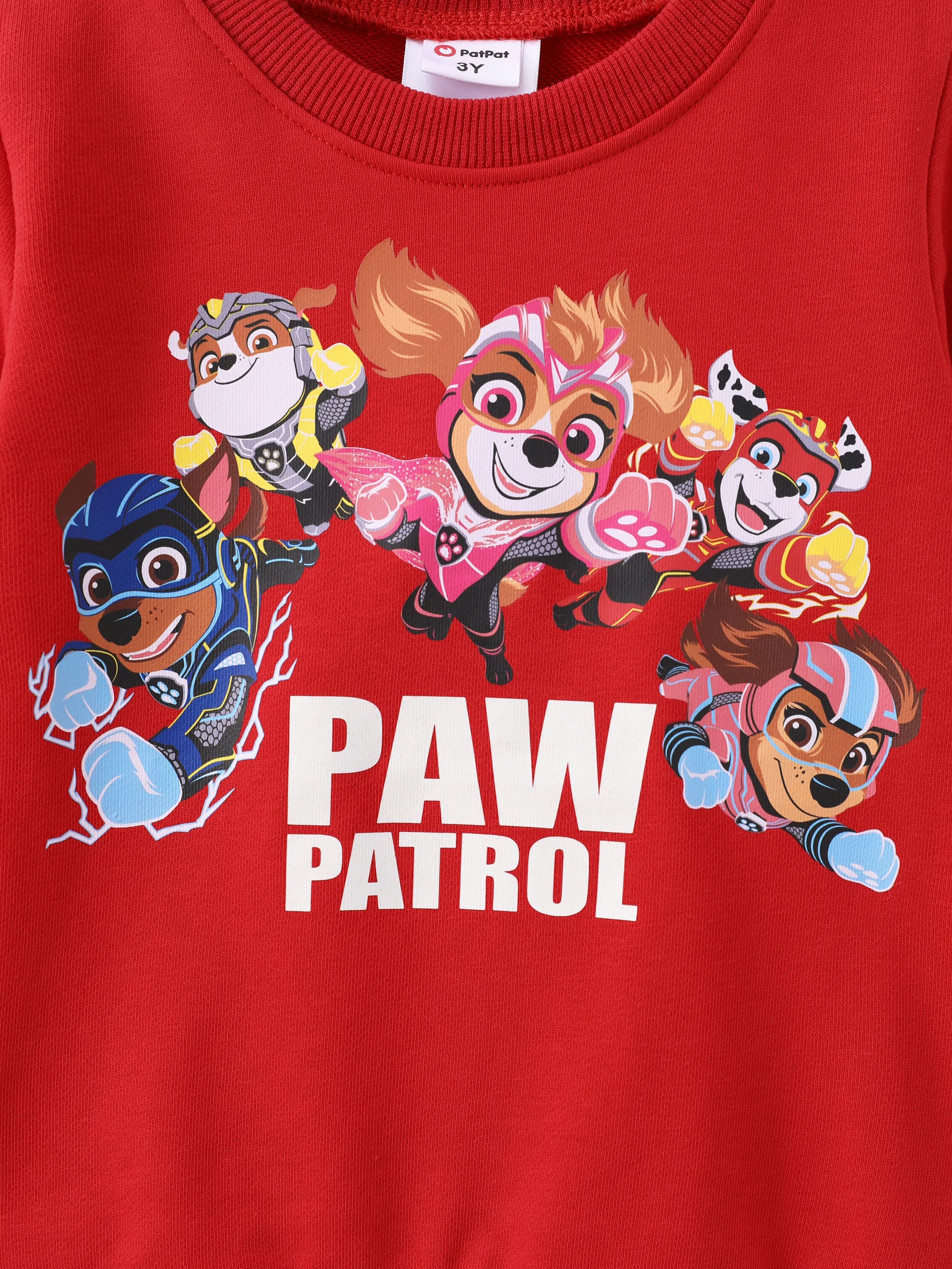 PAW Patrol Toddler Boy 2pcs Skye/Chase/Marshall/Rubble Glow in the Dark Sweatshirt and Pants Set Red - Image 5