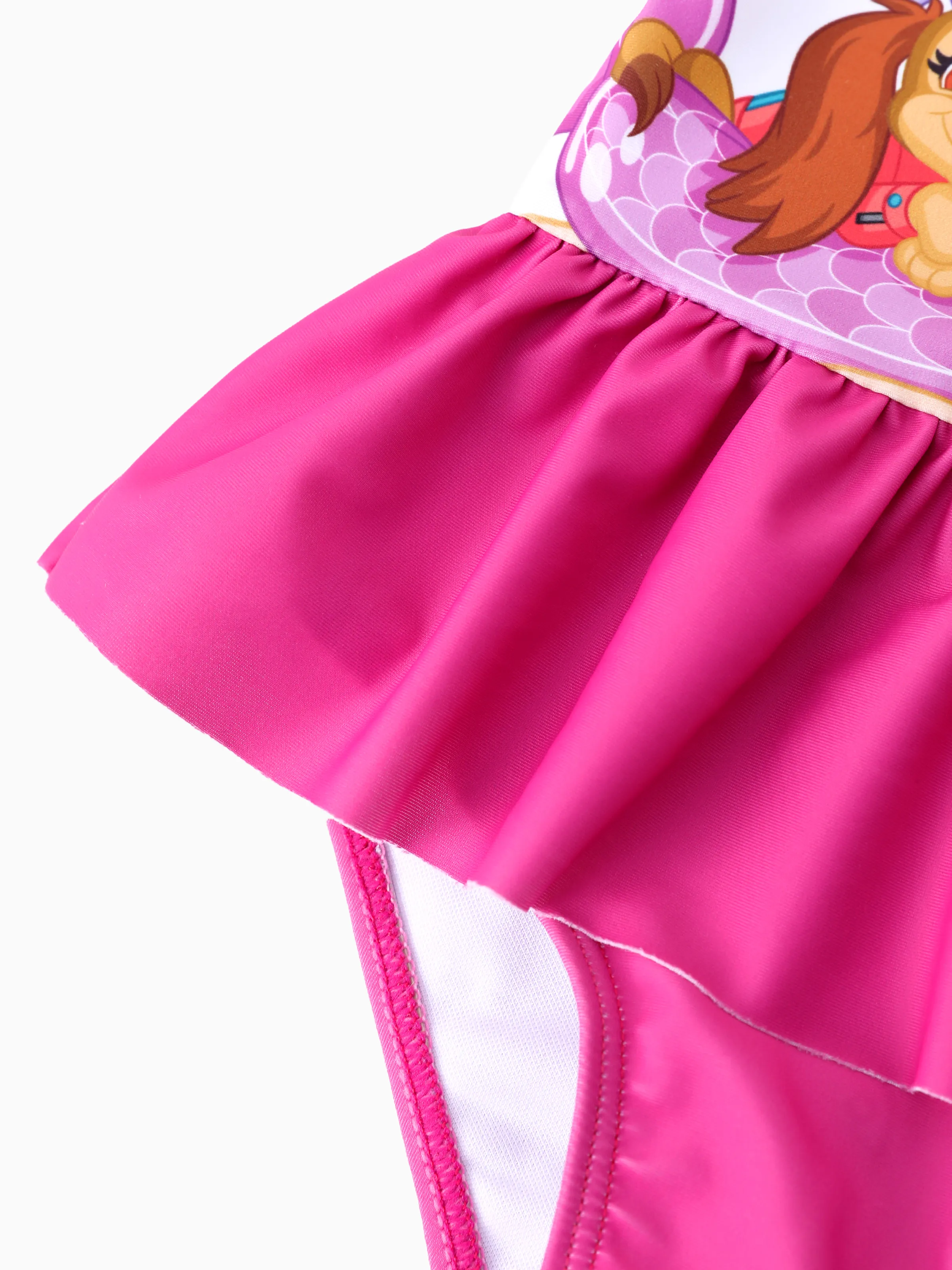 PAW Patrol Toddler Girl 1pc Marshall Skye & Liberty Bowknot Ruffled Sleeveless UPF 50+ Swimsuit Hot Pink - Image 6
