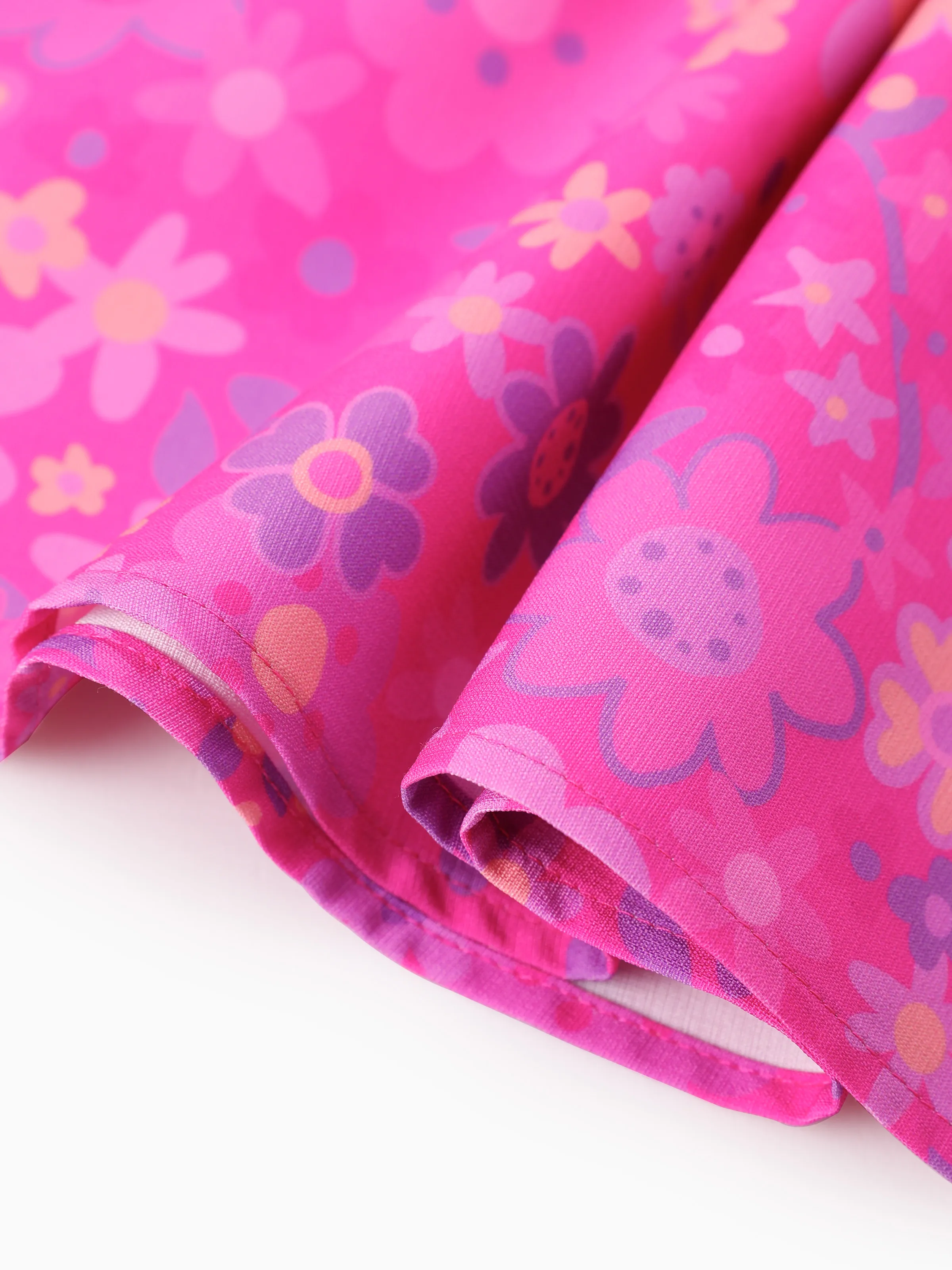 PAW Patrol Toddler Girl 1pc Skye Floral Print Bowknot Smocking Dress Hot Pink - Image 7