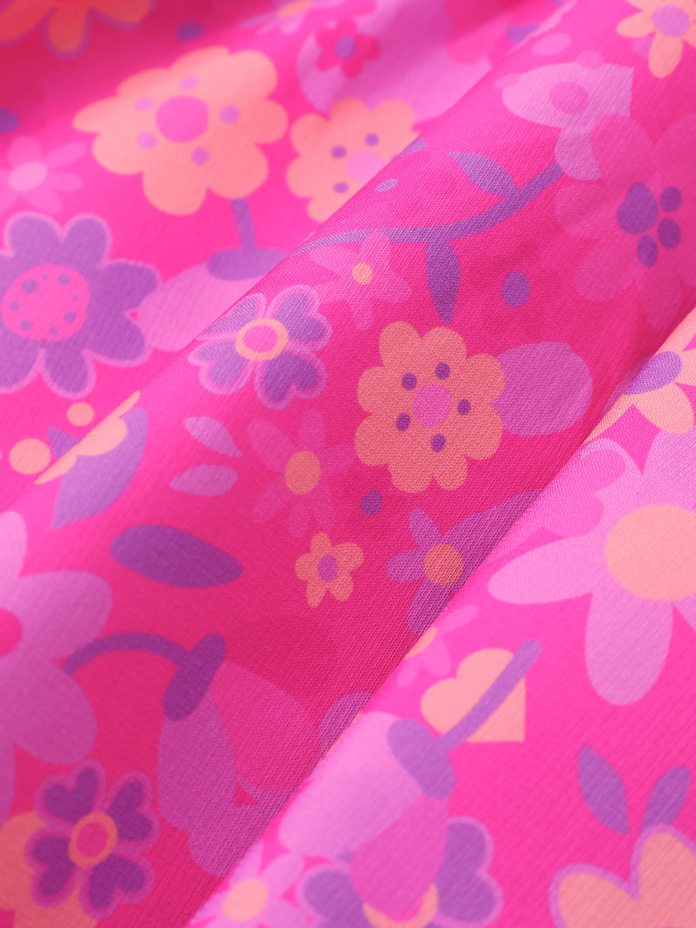 PAW Patrol Toddler Girl 1pc Skye Floral Print Bowknot Smocking Dress Hot Pink - Image 8