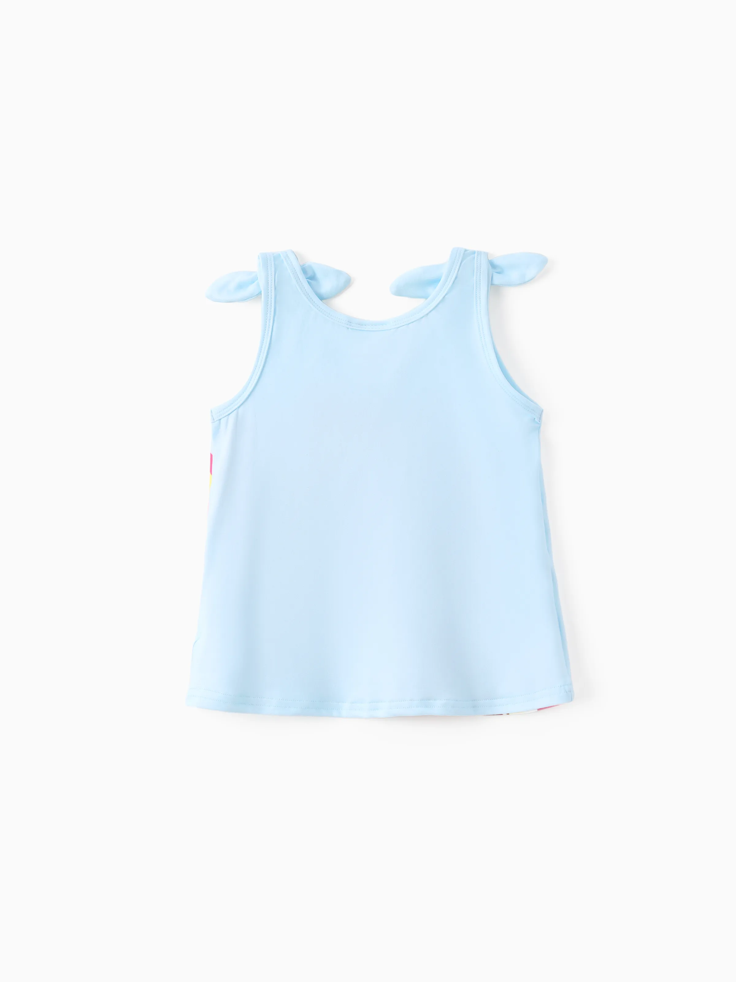 PAW Patrol Toddler Girl 1pc Skye Rainbow Pattern Bowknot Tank Top Light Blue - Image 3