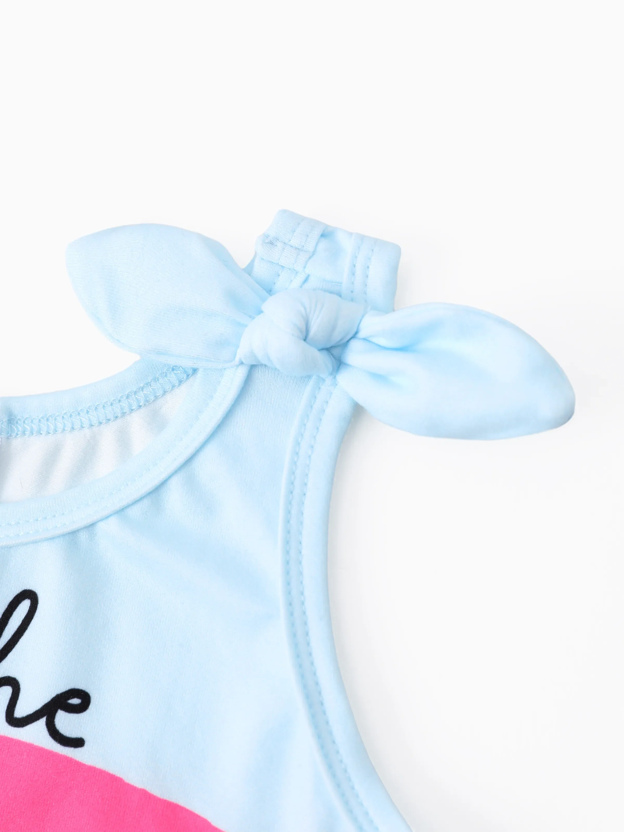 PAW Patrol Toddler Girl 1pc Skye Rainbow Pattern Bowknot Tank Top Light Blue - Image 4