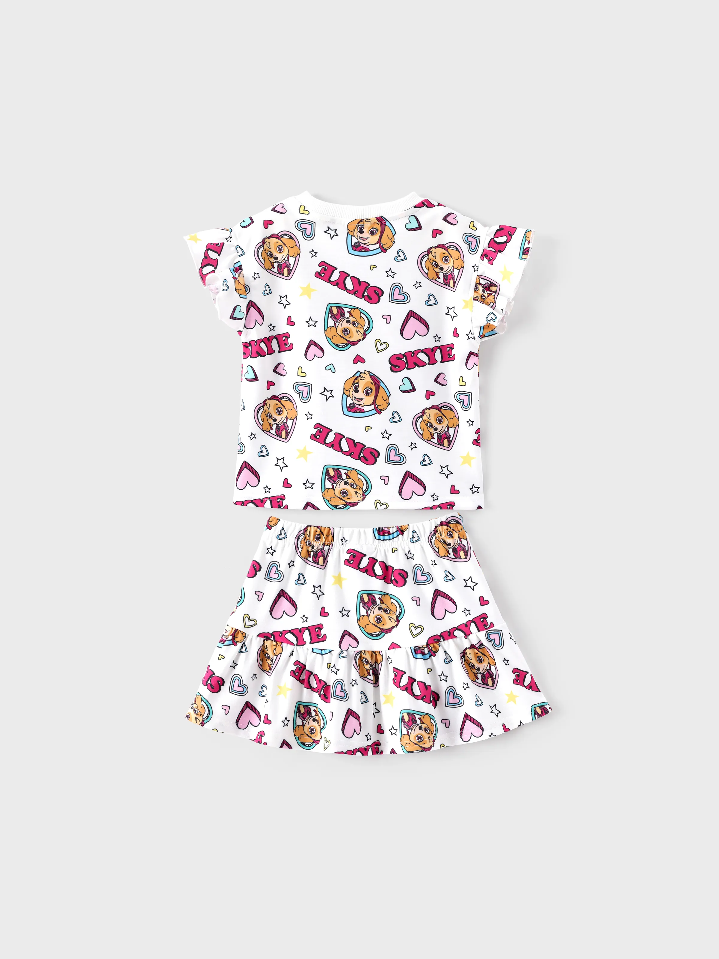 PAW Patrol Toddler Girl 2pcs Skye Ruffled Allover Print Top and Skirt Set  White - Image 3