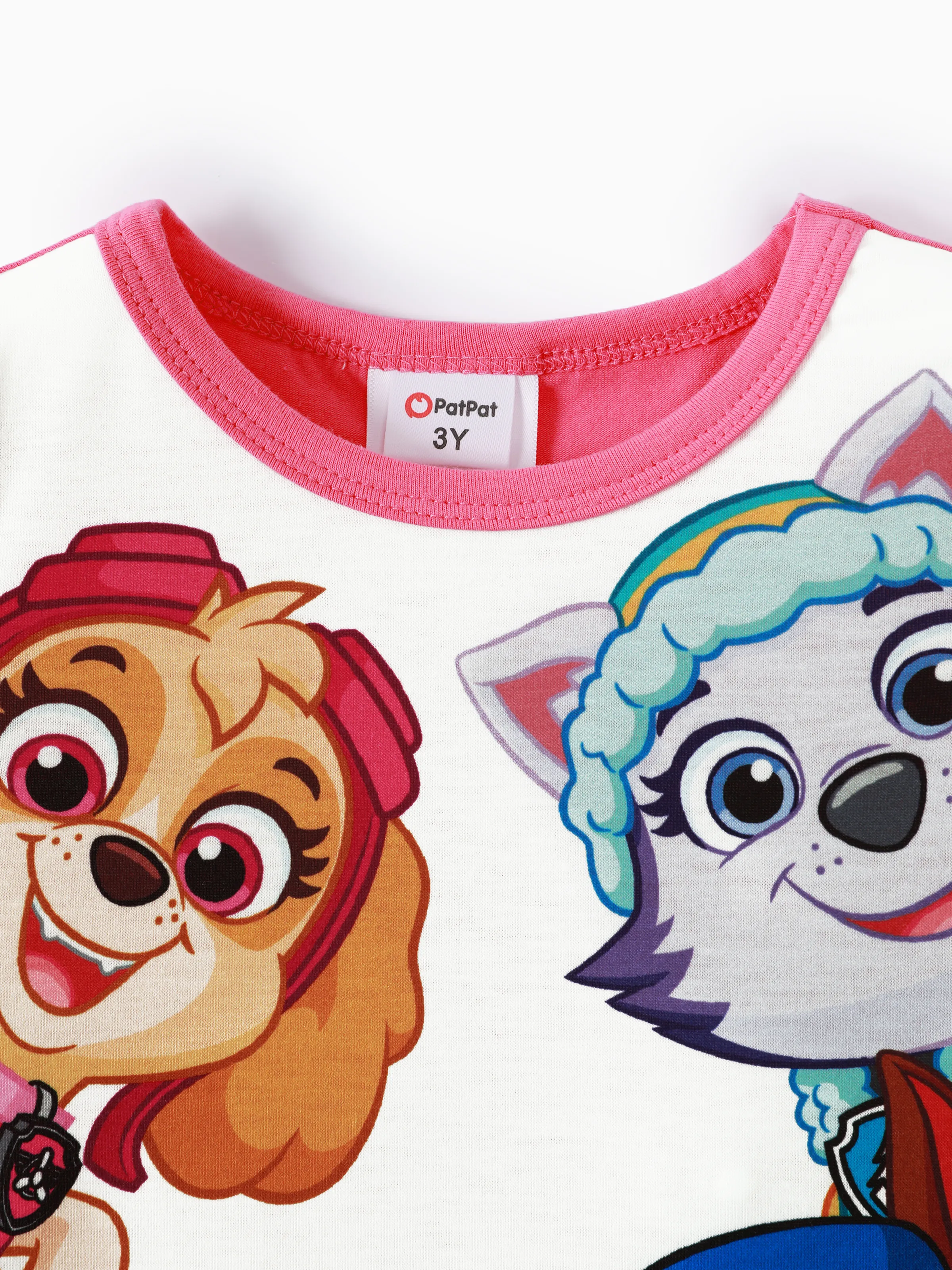 PAW Patrol Toddler Girl Chase Marshall Skye Rubble Everest Letter Print Colorblock Short-sleeve Cotton Dress PinkyWhite - Image 4