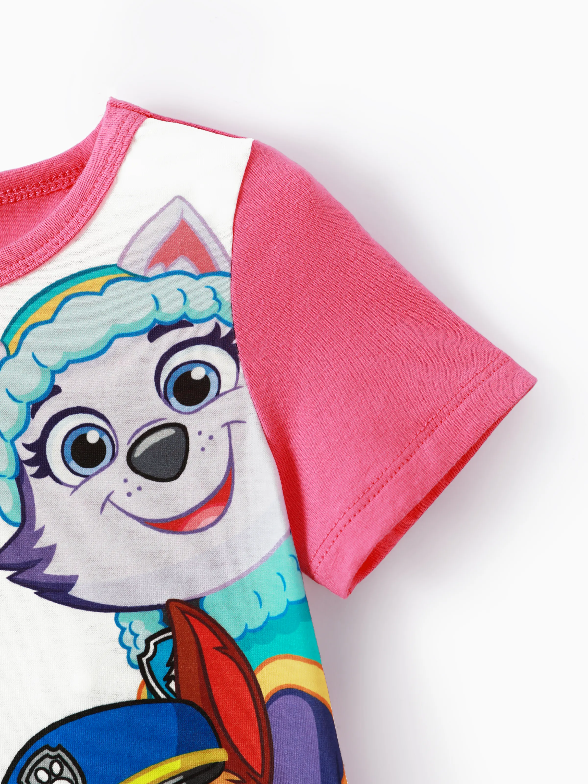 PAW Patrol Toddler Girl Chase Marshall Skye Rubble Everest Letter Print Colorblock Short-sleeve Cotton Dress PinkyWhite - Image 5