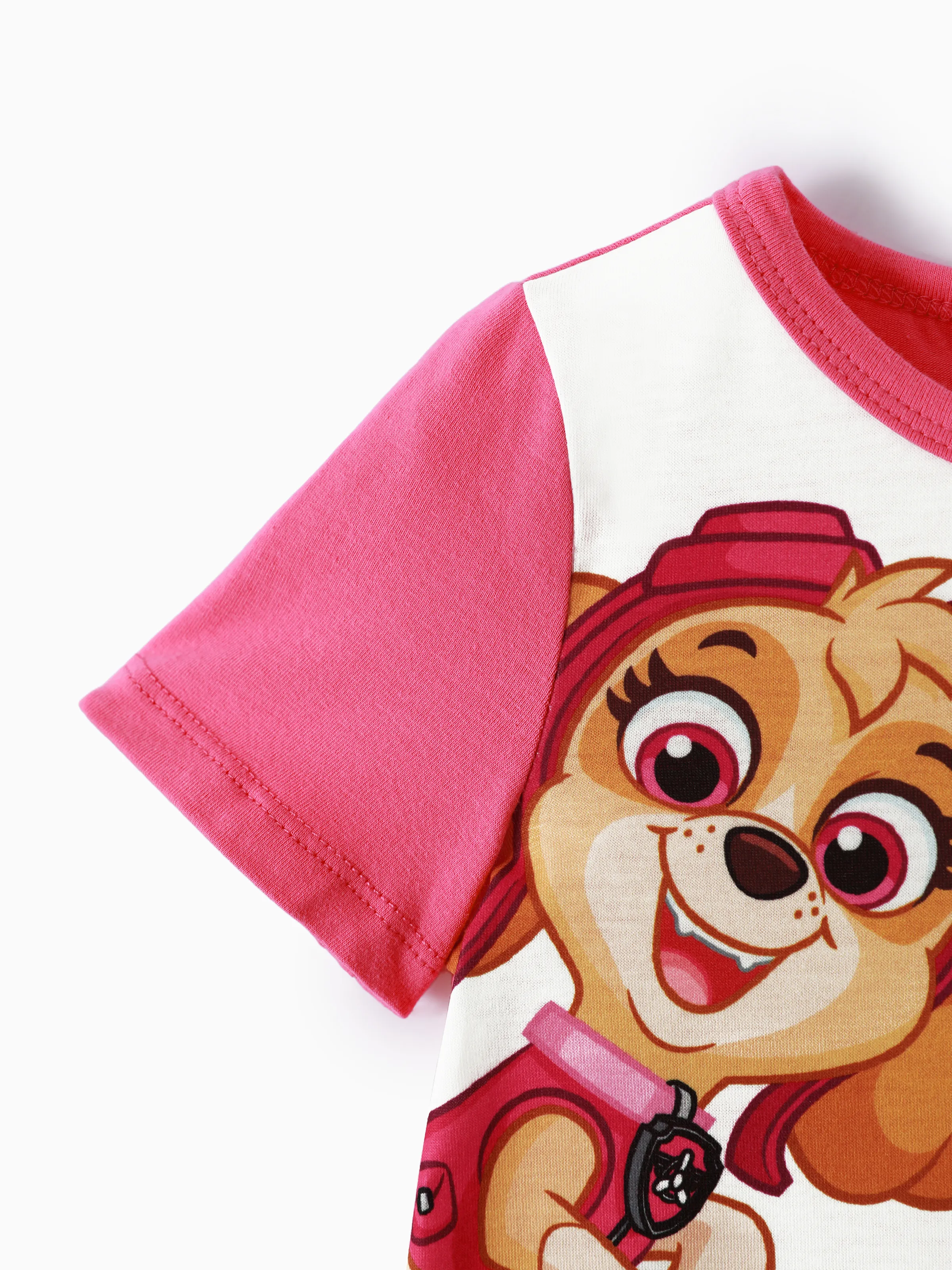 PAW Patrol Toddler Girl Chase Marshall Skye Rubble Everest Letter Print Colorblock Short-sleeve Cotton Dress PinkyWhite - Image 6