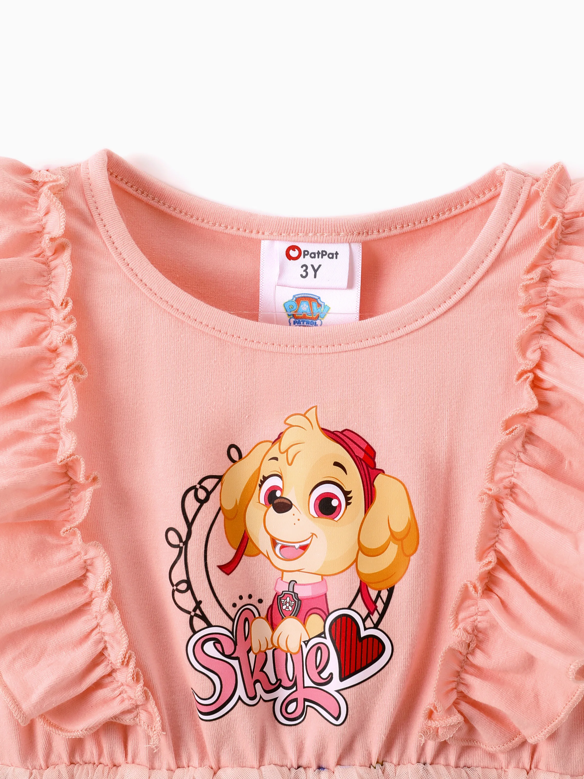 PAW Patrol Toddler Girl Skye Ruffled Polka dots Layered Mesh SpliceDress Pink - Image 4