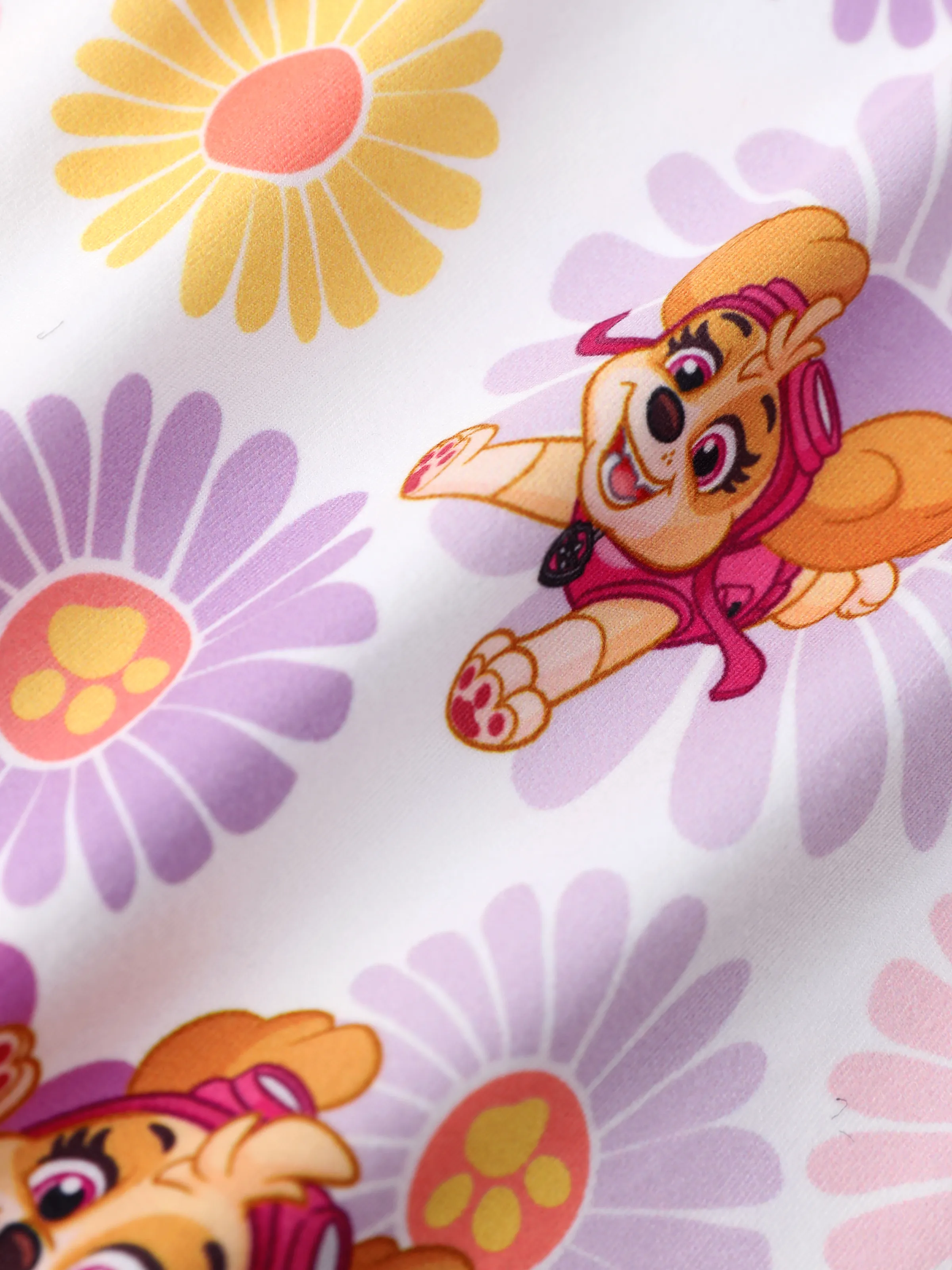 PAW Patrol Toddler Girl Skye Floral Print Jumpsuits Hot Pink - Image 2