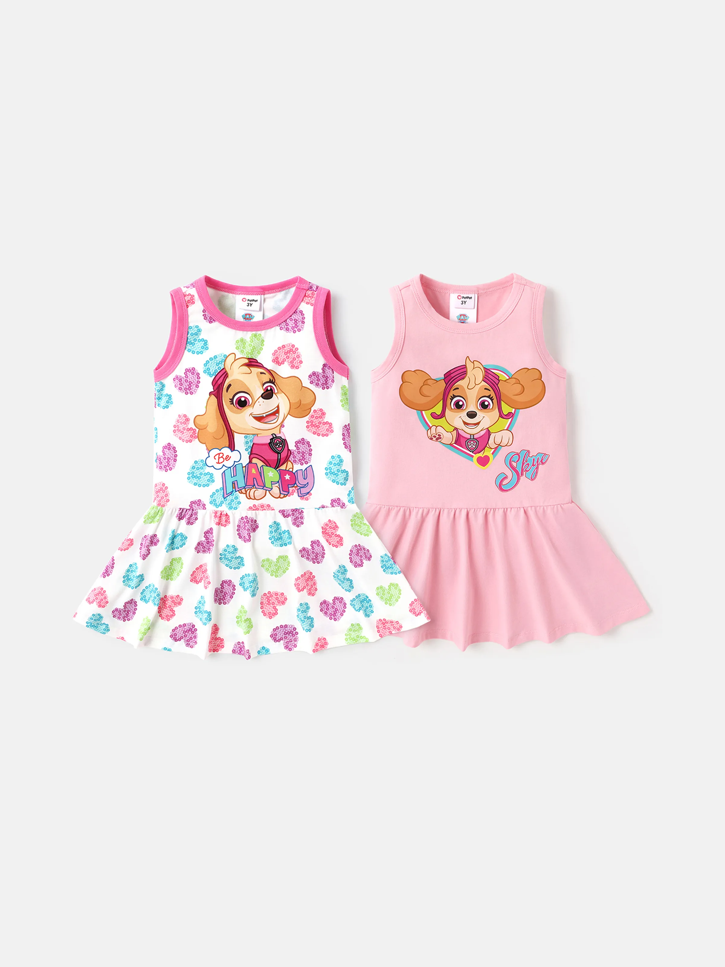 PAW Patrol Toddler Girl Skye Heart Print Naia/Cotton Sleeveless Dress Multi-color - Image 3
