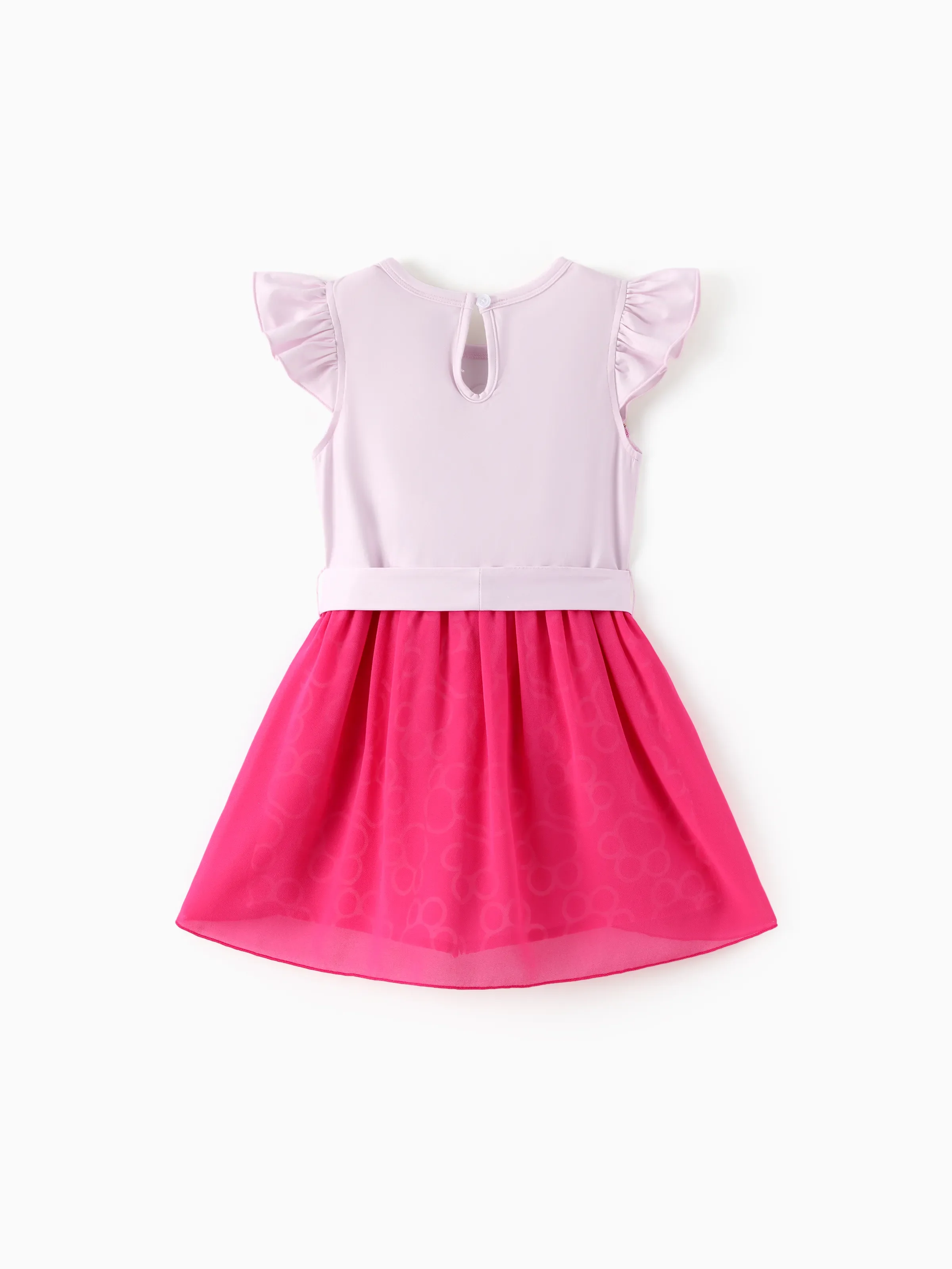 PAW Patrol Toddler Girl Skye Mesh Splice Flutter-sleeve Jumpsuit Hot Pink - Image 3