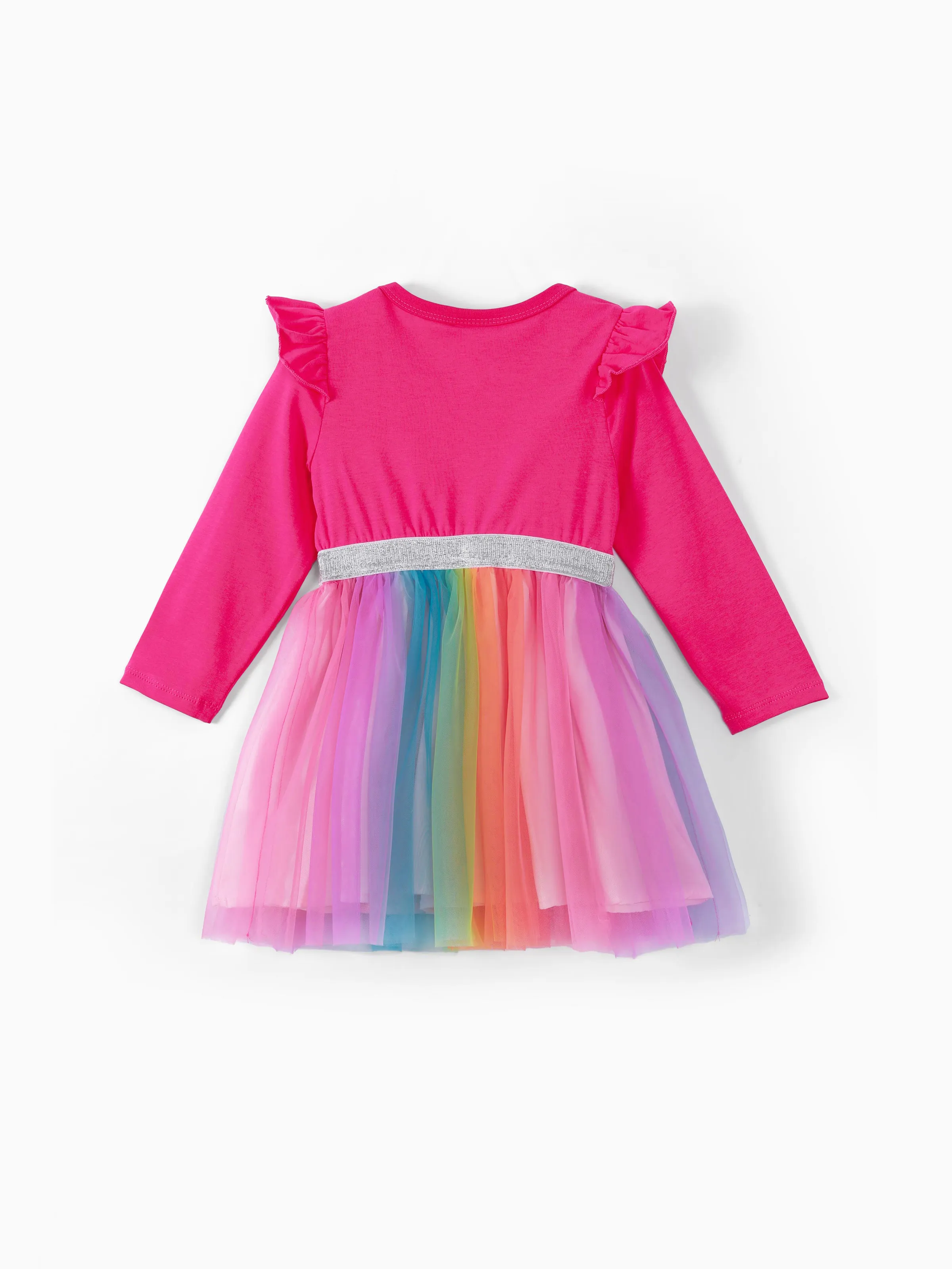 PAW Patrol Toddler Girl Skye Rainbow Flutter-sleeve Tulle Dress Roseo - Image 3