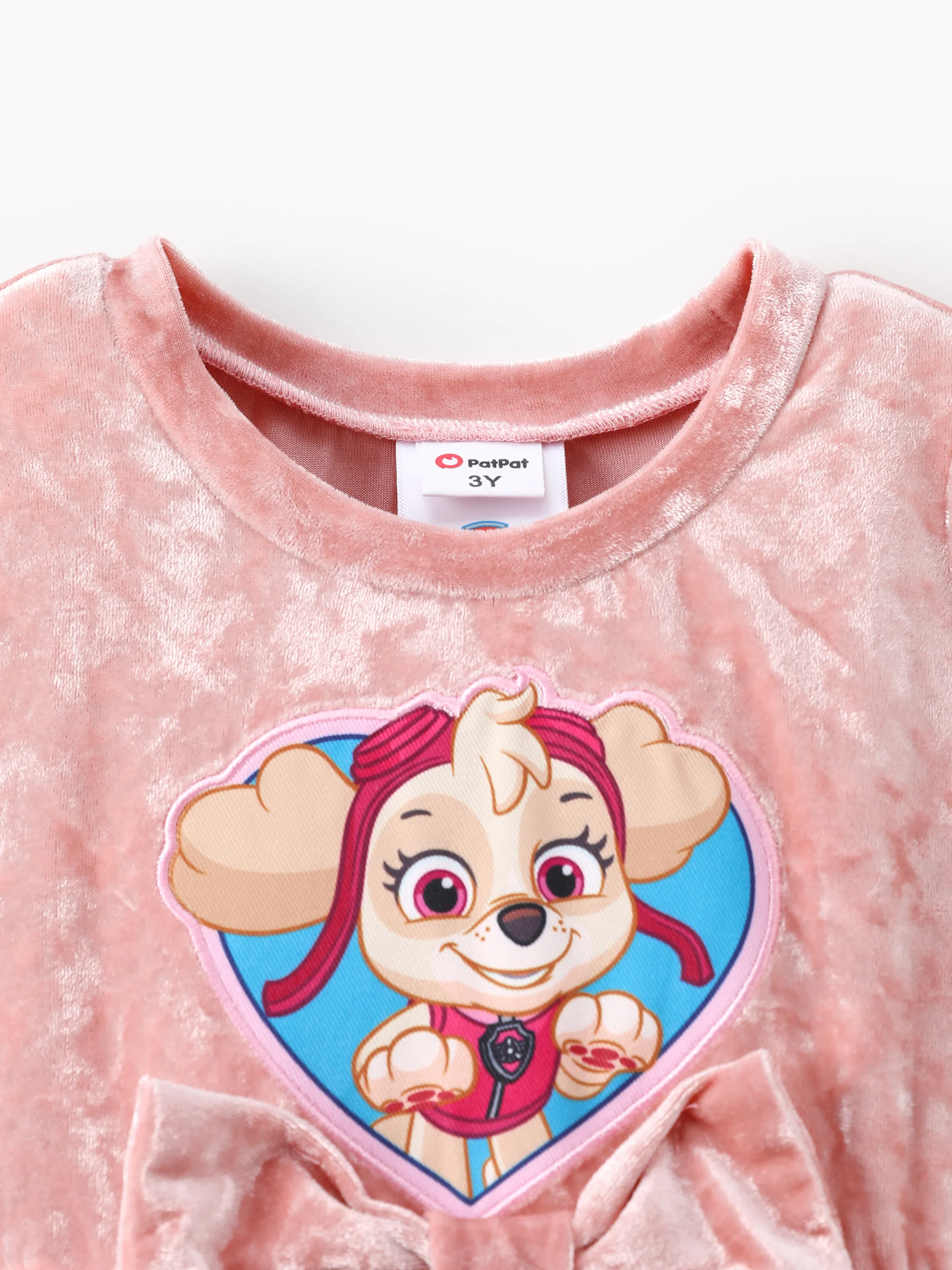 PAW Patrol Toddler Girl Skye Bowknot Velour Tulle Long-sleeve Dress Pink - Image 3