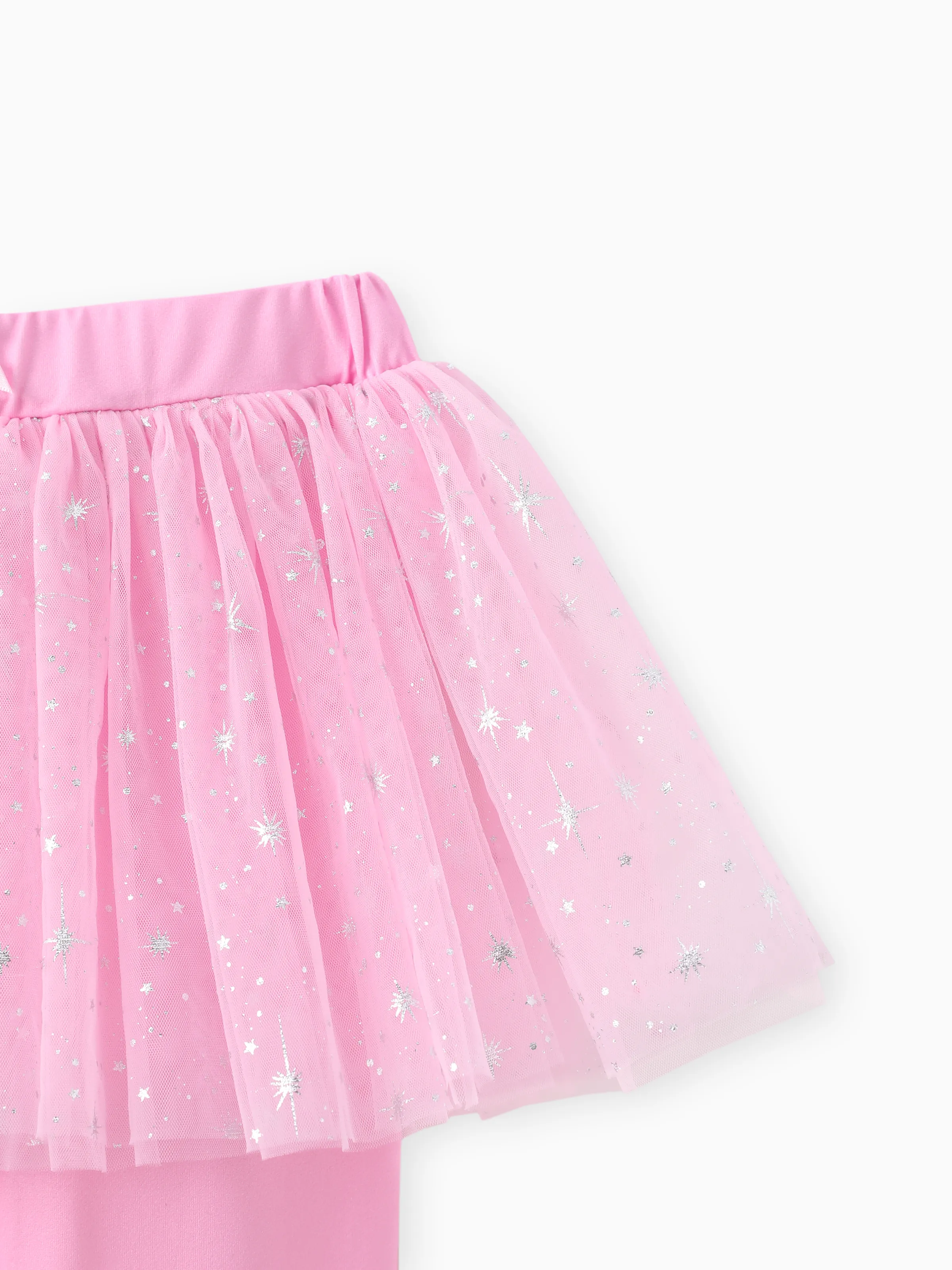 Paw Patrol Toddler Girl Skye Shinny Star Print Tulle Skirt Leggings Pink - Image 6