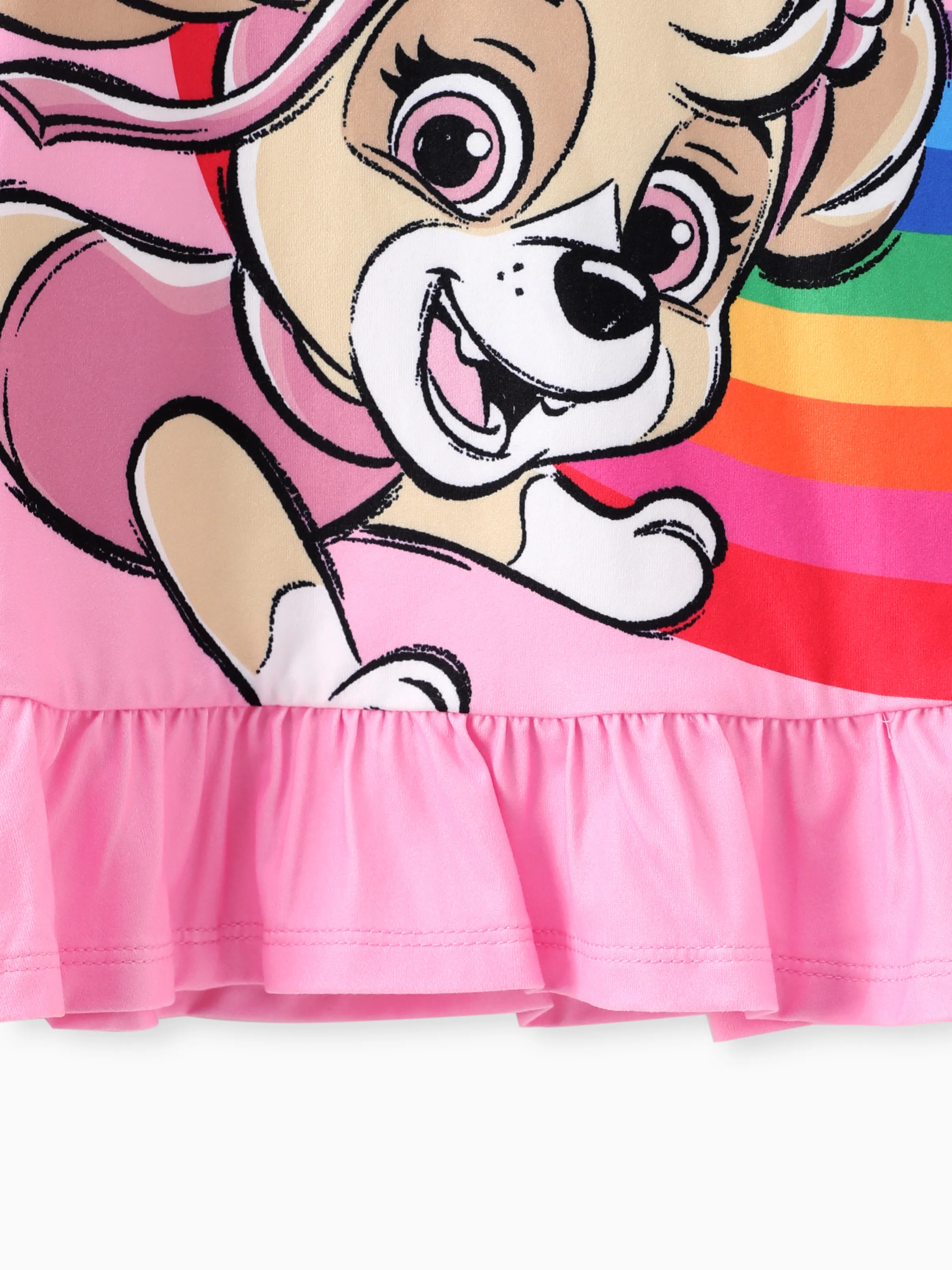 PAW Patrol Toddler Girl 2pcs Skye Rainbow/Gradient Ruffled Top with Leggings Set Pink - Image 4