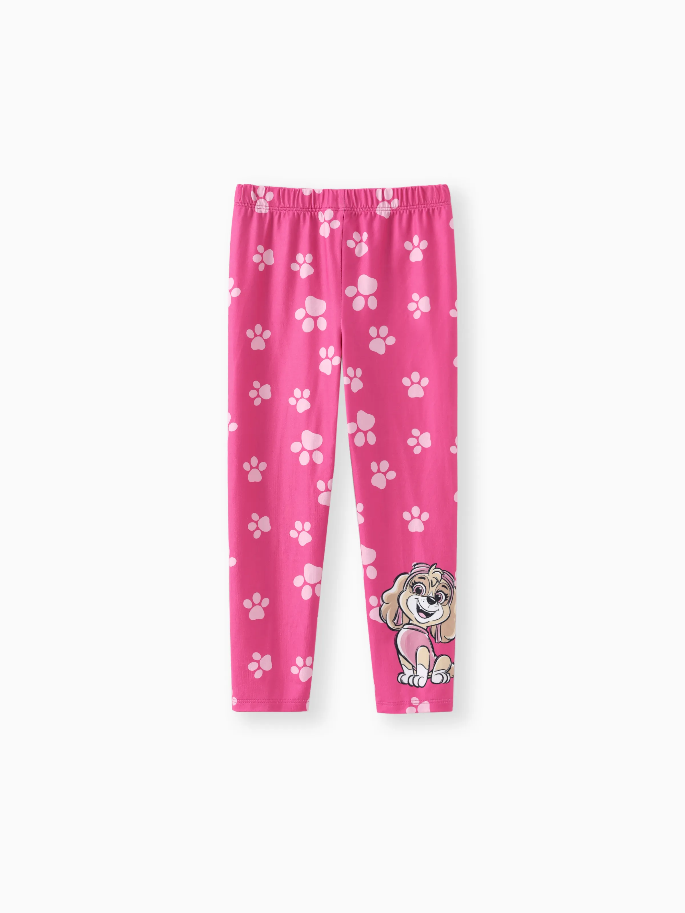PAW Patrol Toddler Girl 2pcs Skye Rainbow/Gradient Ruffled Top with Leggings Set Pink - Image 5