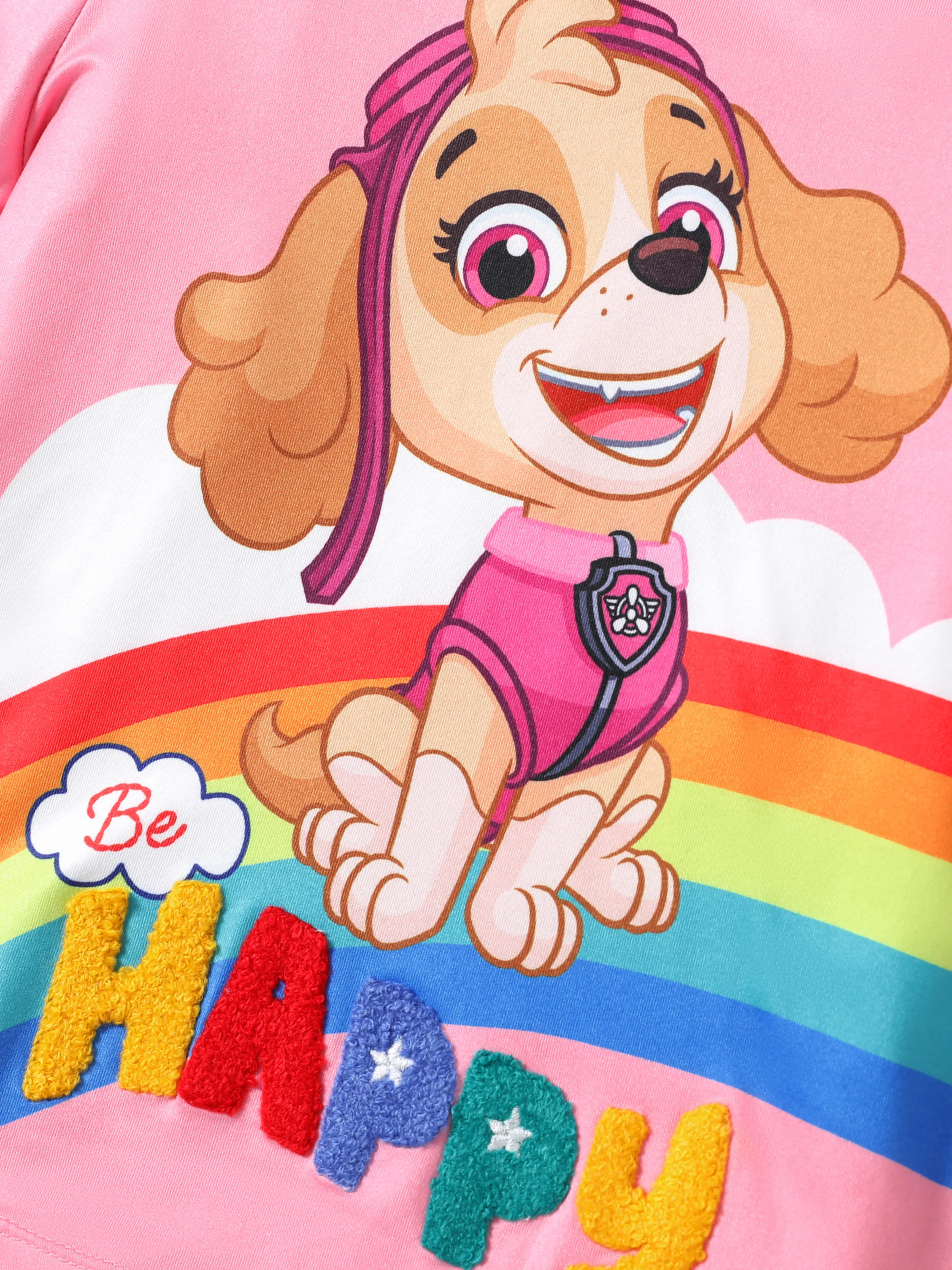 PAW Patrol Toddler Girl Skye 2pcs Rainbow Print T-shirt with Shorts Sporty Set Pink - Image 2