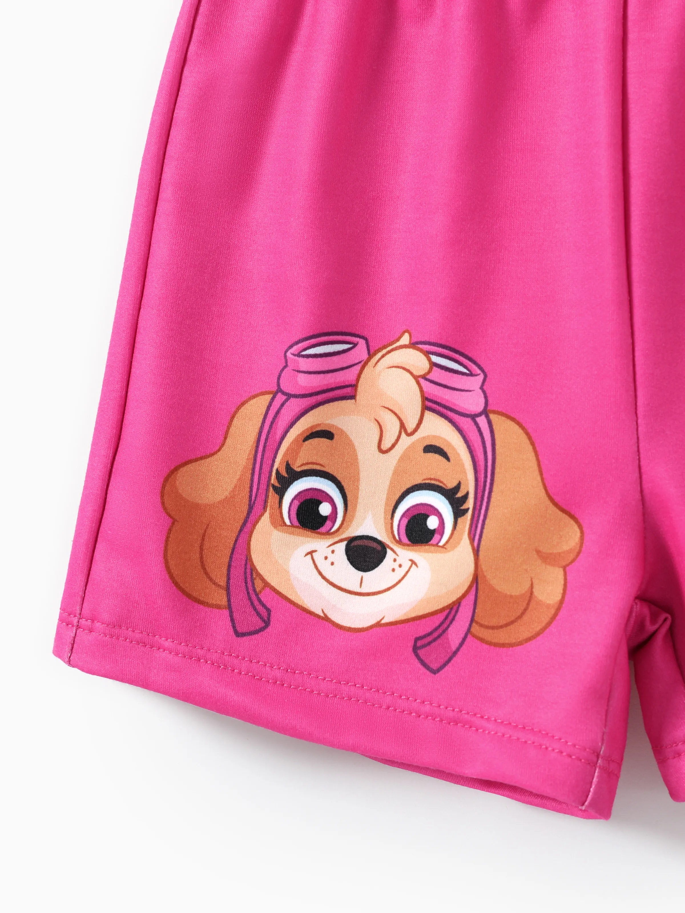 PAW Patrol Toddler Girl Skye 2pcs Rainbow Print T-shirt with Shorts Sporty Set Pink - Image 6