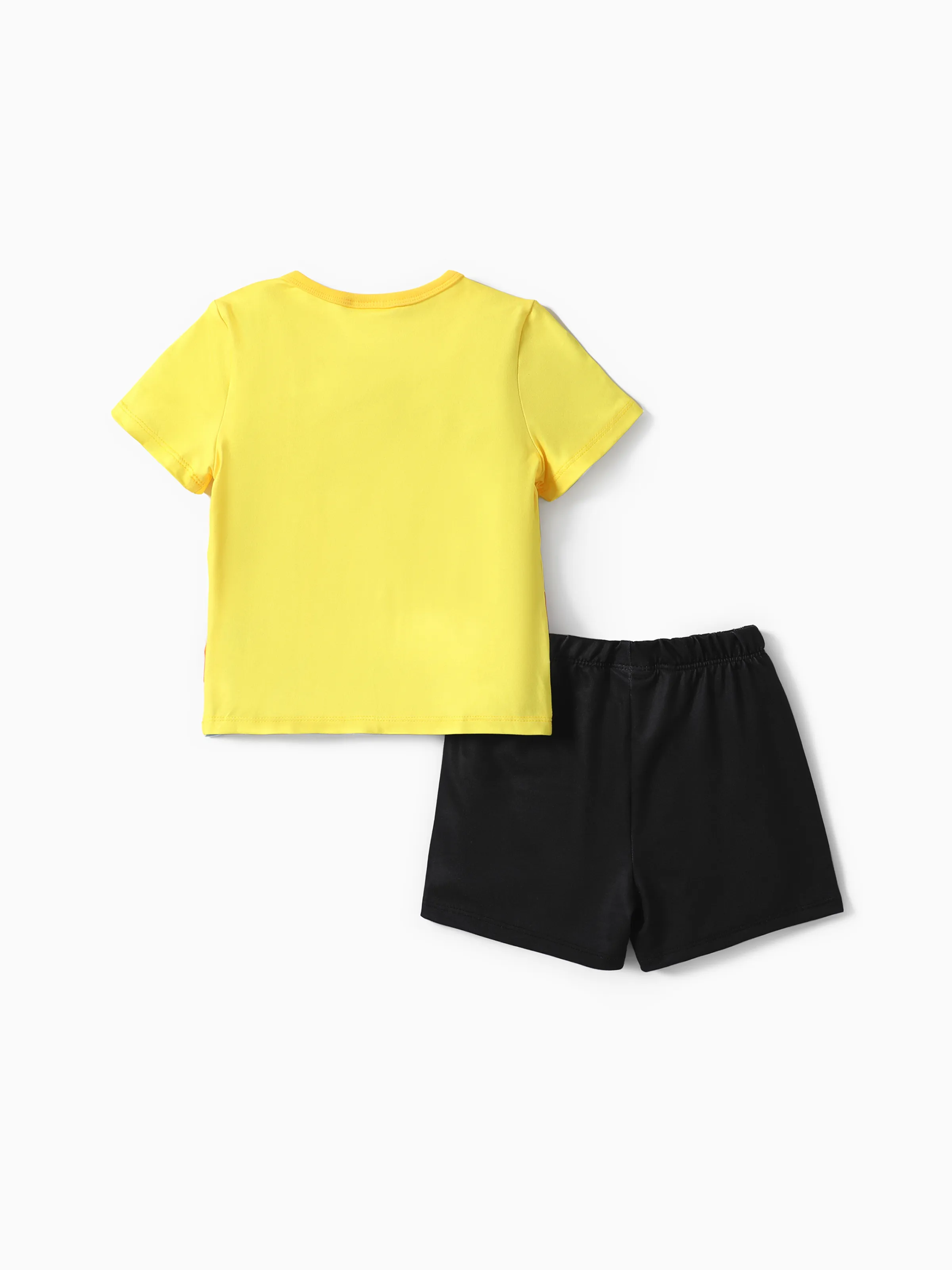 PAW Patrol Toddler Boy Rubble 2pcs Rainbow Print T-shirt with Shorts Sporty Set Yellow - Image 3