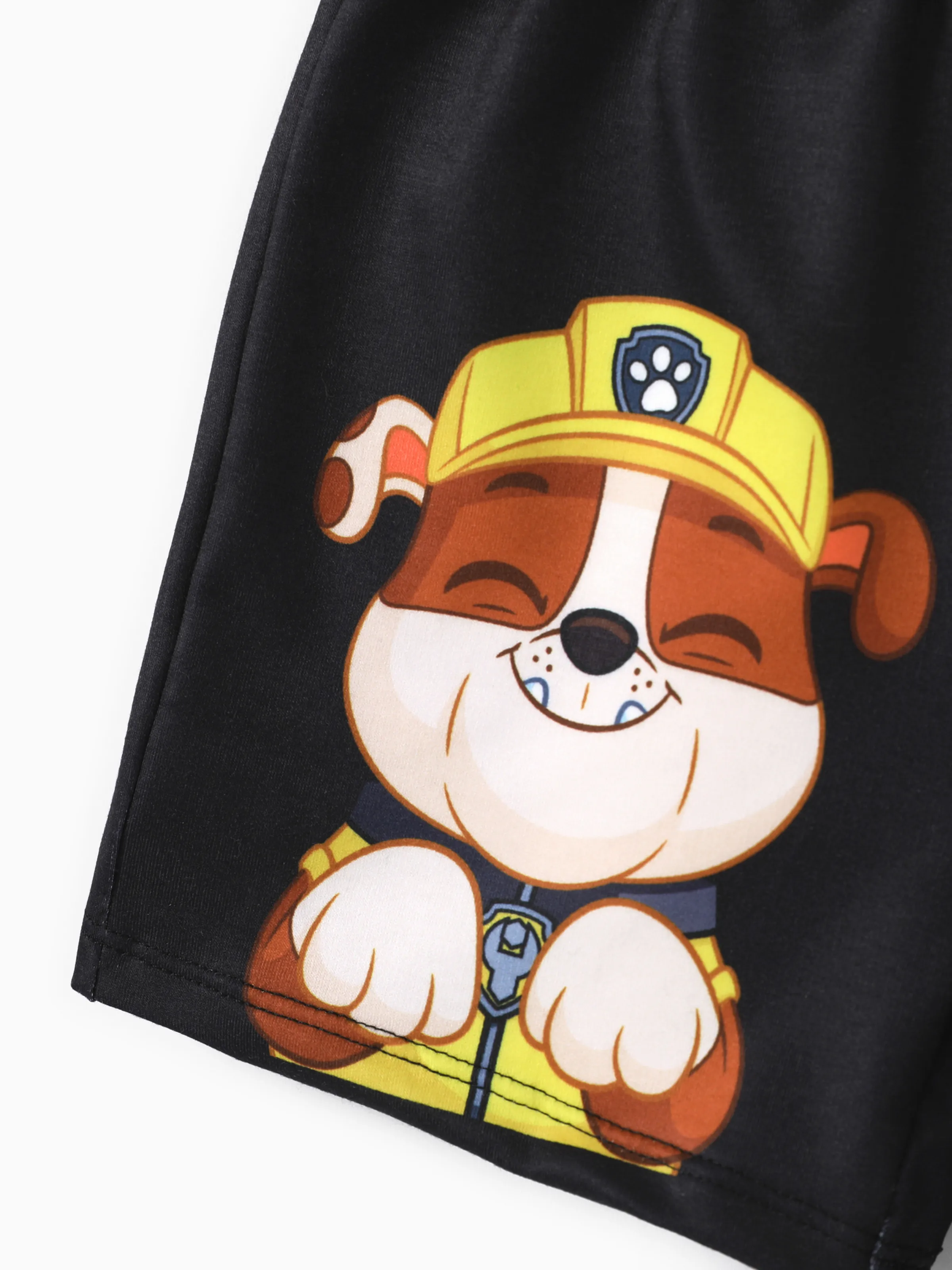 PAW Patrol Toddler Boy Rubble 2pcs Rainbow Print T-shirt with Shorts Sporty Set Yellow - Image 6