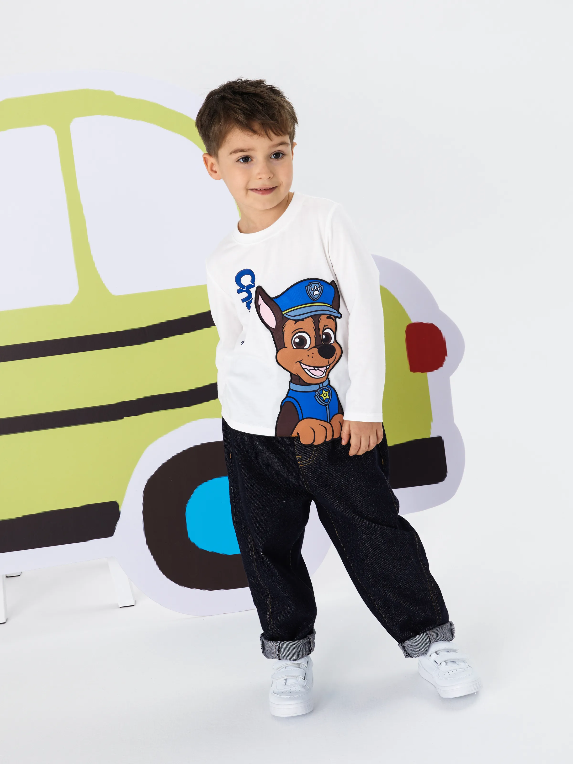 PAW Patrol Toddler Boy 1pc Chase 3D Embroidery Tee White - Image 3