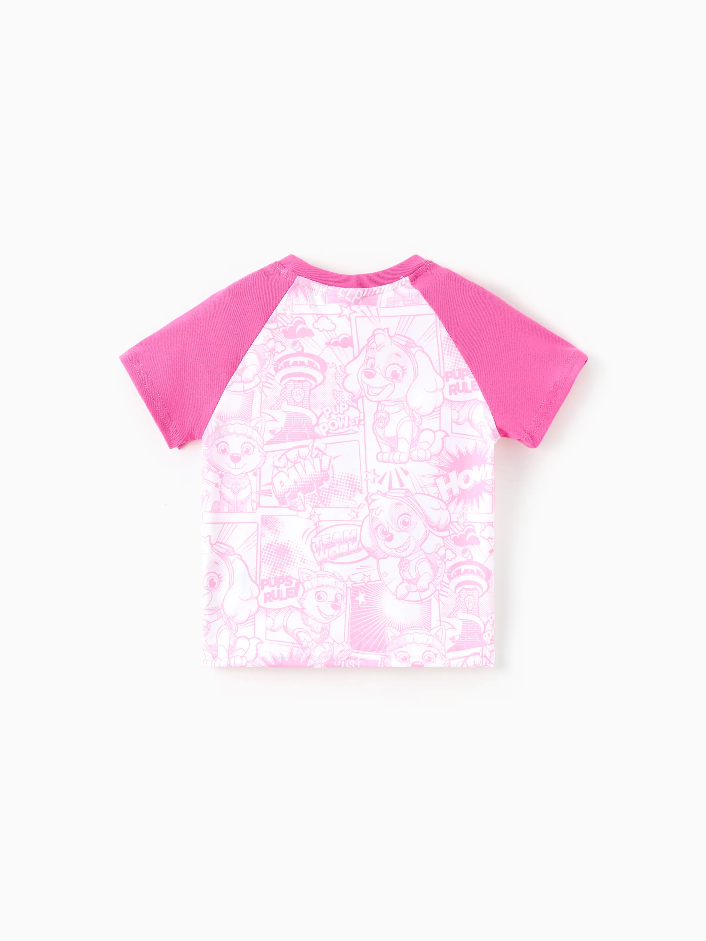 PAW Patrol Toddlers Girl 1pc Chase/Skye/Rubble Graffiti Pattern Colorblock Short-sleeve Top Pink - Image 3