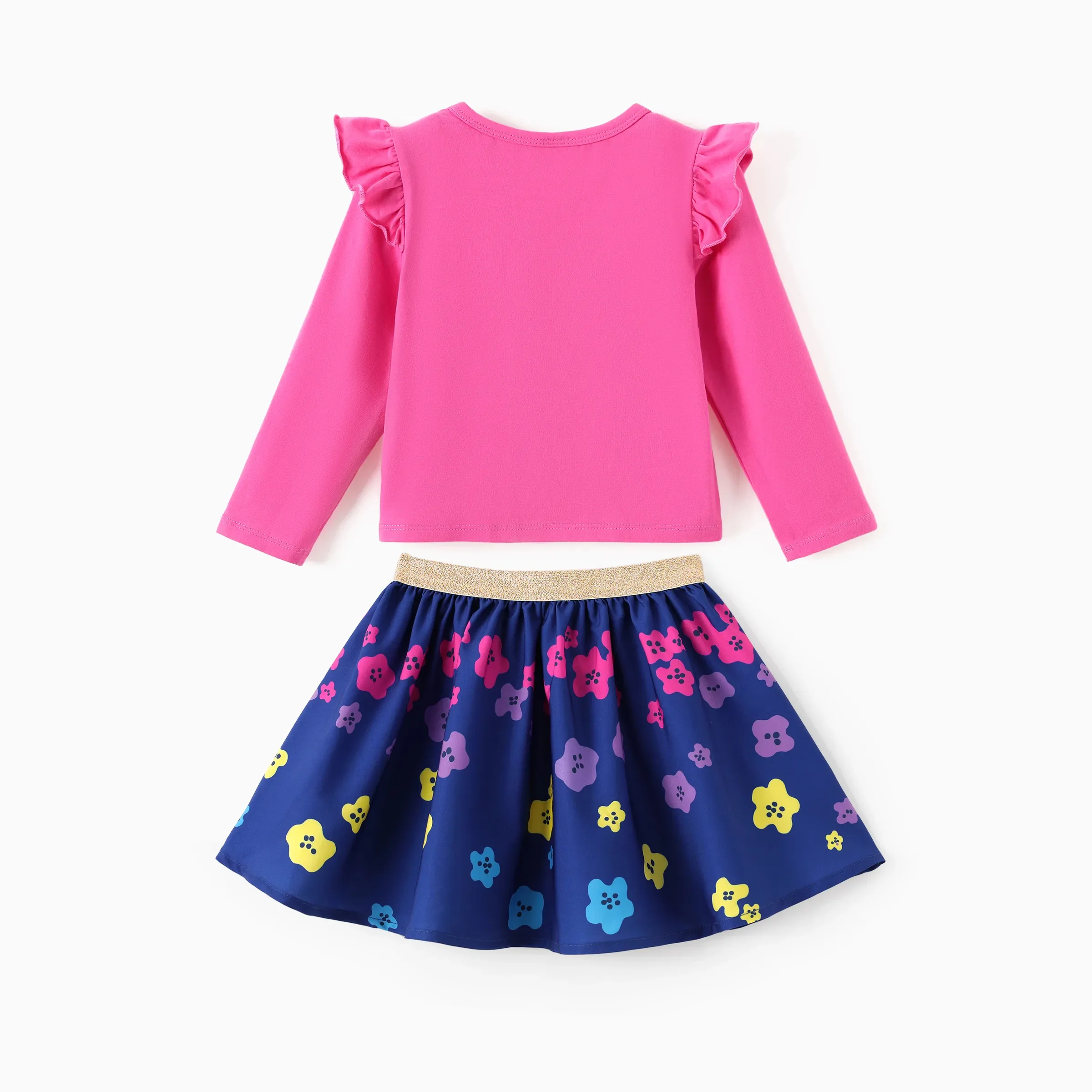 Peppa Pig Toddler Girl 2pcs Strawberry Donuts Flutter Long-sleeve T-shirt with Skirt Set Hot Pink - Image 4
