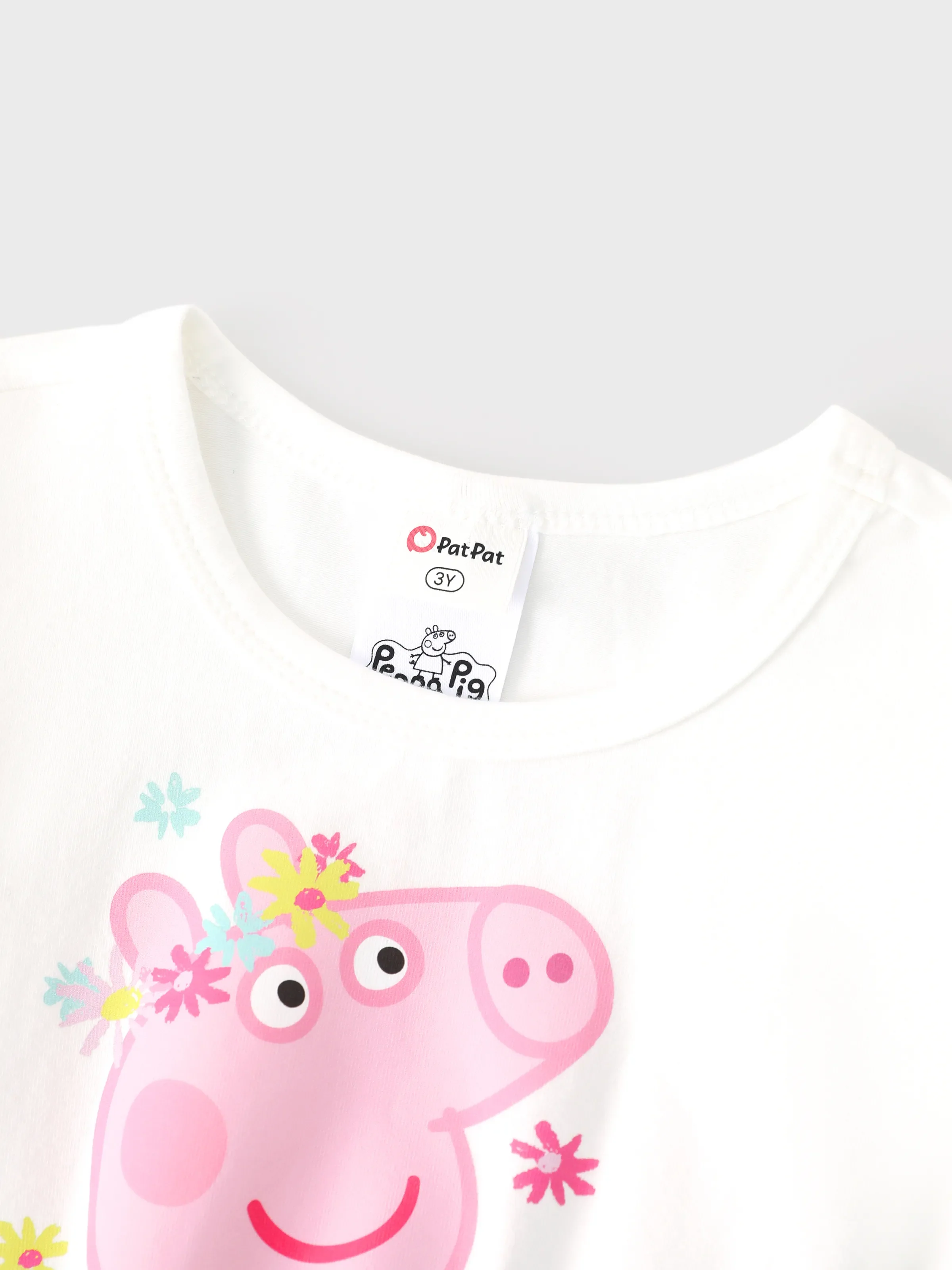 Peppa Pig Toddler Girl Peppa Pattern Long Sleeve Cotton Dress White - Image 4