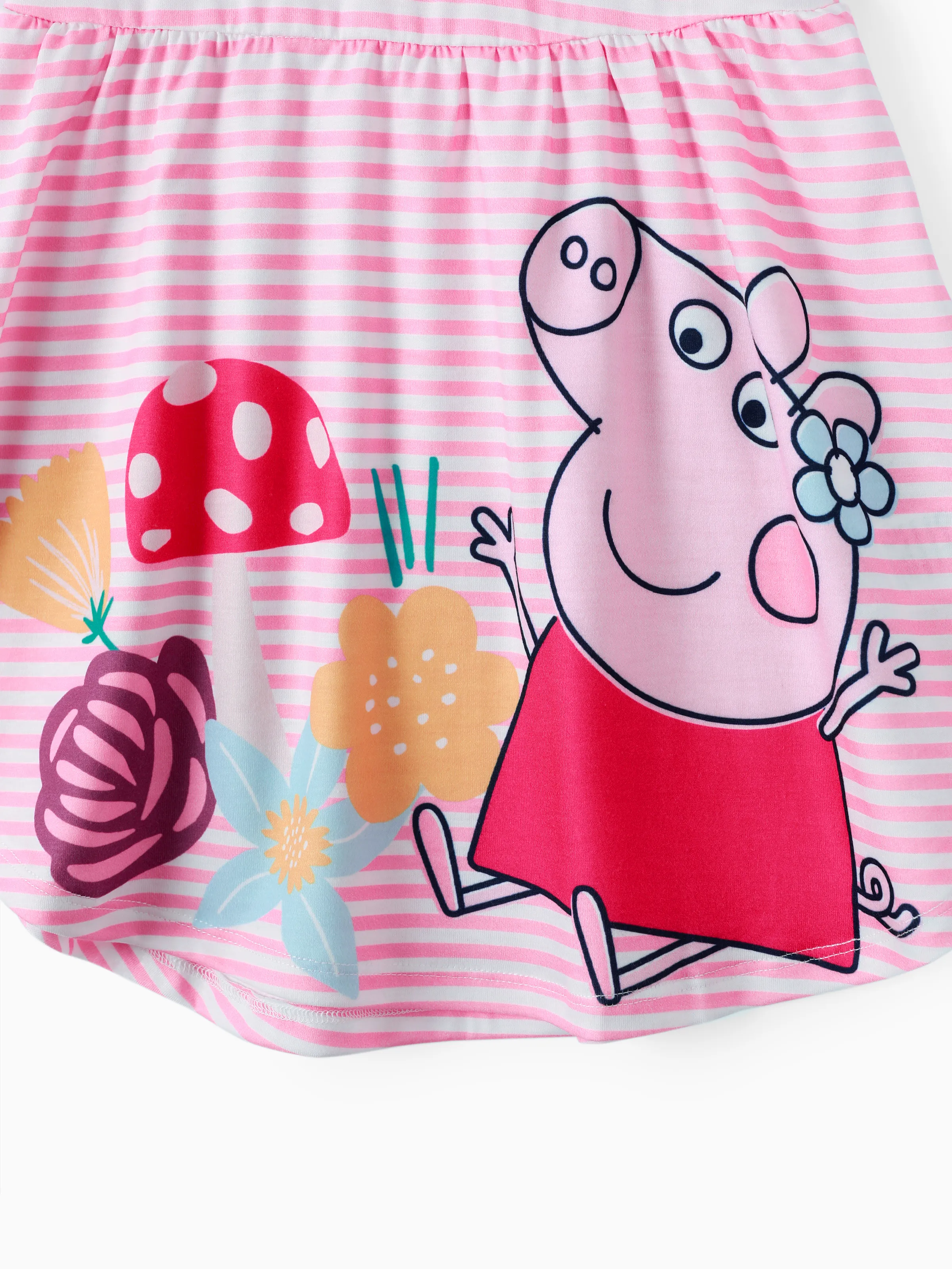 Peppa Pig Toddler Girl Summer Fruit/Grid/Stripe Pattern Dress Pink - Image 2