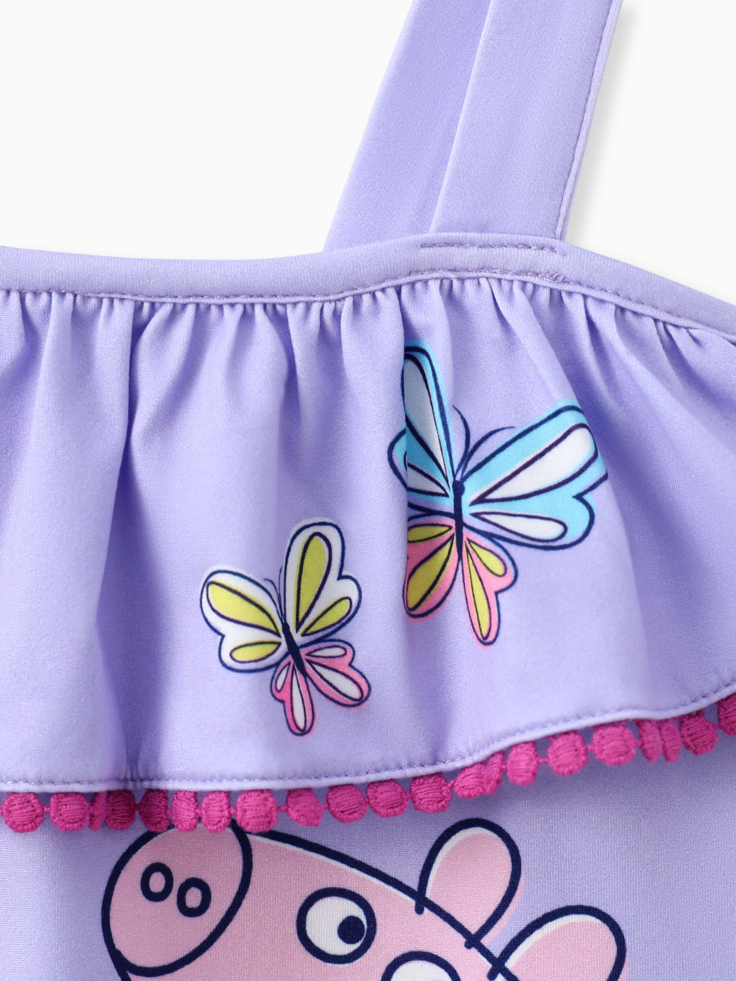 Peppa Pig Toddler Girl 2pcs Floral Butterfly Print Ruffled Sleeveless Top with Pants Set Purple - Image 5
